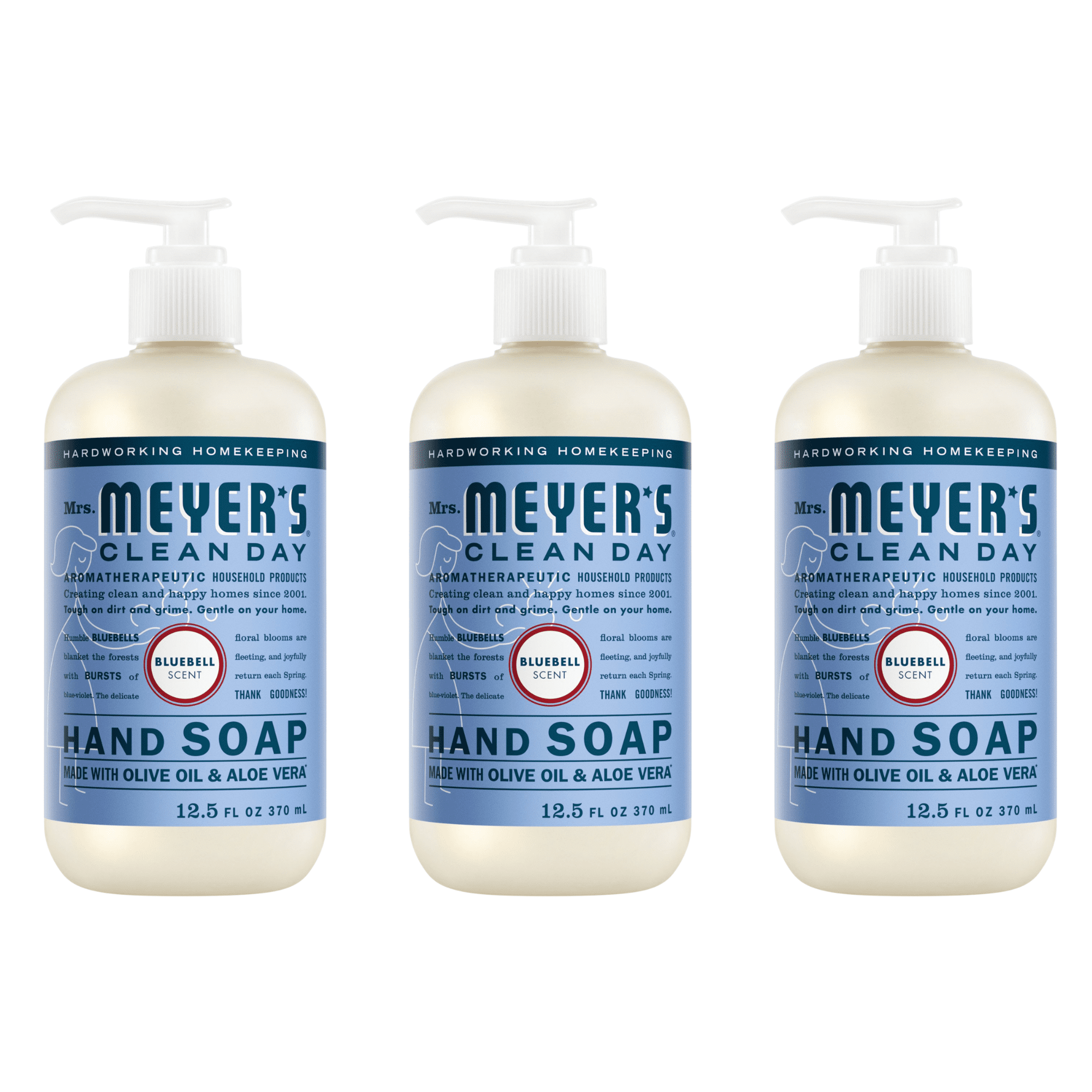 Mrs. Meyer's Clean Day Liquid Hand Soap, Bluebell Scent, 12.5 fl oz Bottle (Pack of 3)