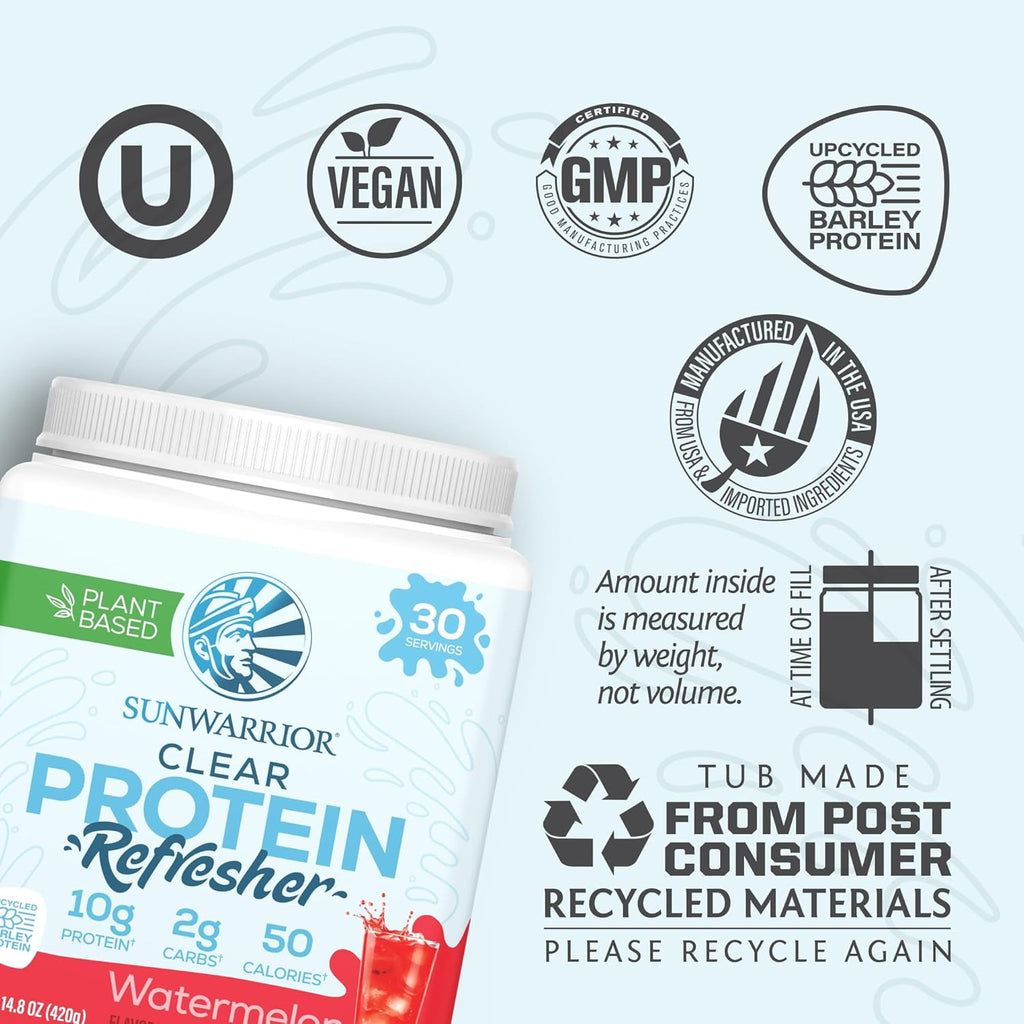 Sunwarrior Vegan Hydration Clear Protein Powder Water Mix, Peach Mango, 14.8 oz