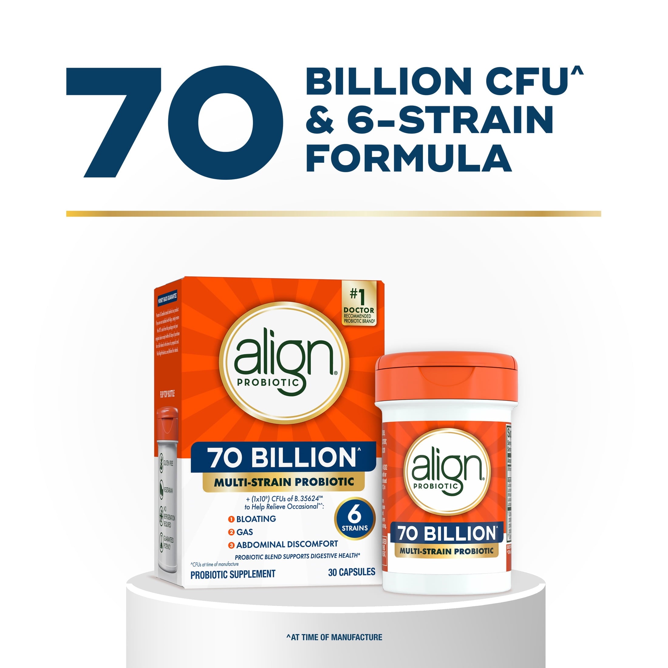 Align Probiotic, 70 Billion CFU^, Daily Probiotic Supplement, 30 Capsules
