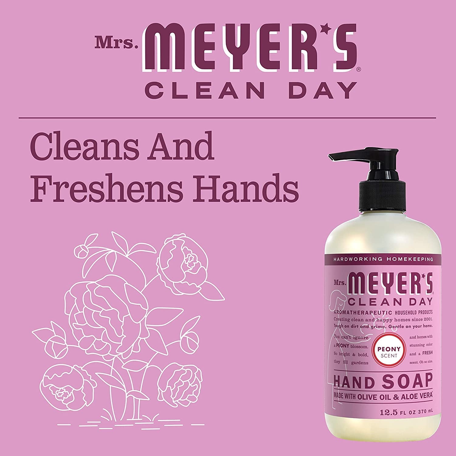 Mrs. Meyer's Liquid Hand Soap Peony, 12.5 OZ (Pack 6)