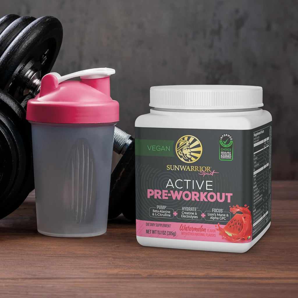 Sunwarrior Active Pre-Workout Powder for Men &amp; Women, Raspberry Pineapple, 315g (30 Servings)