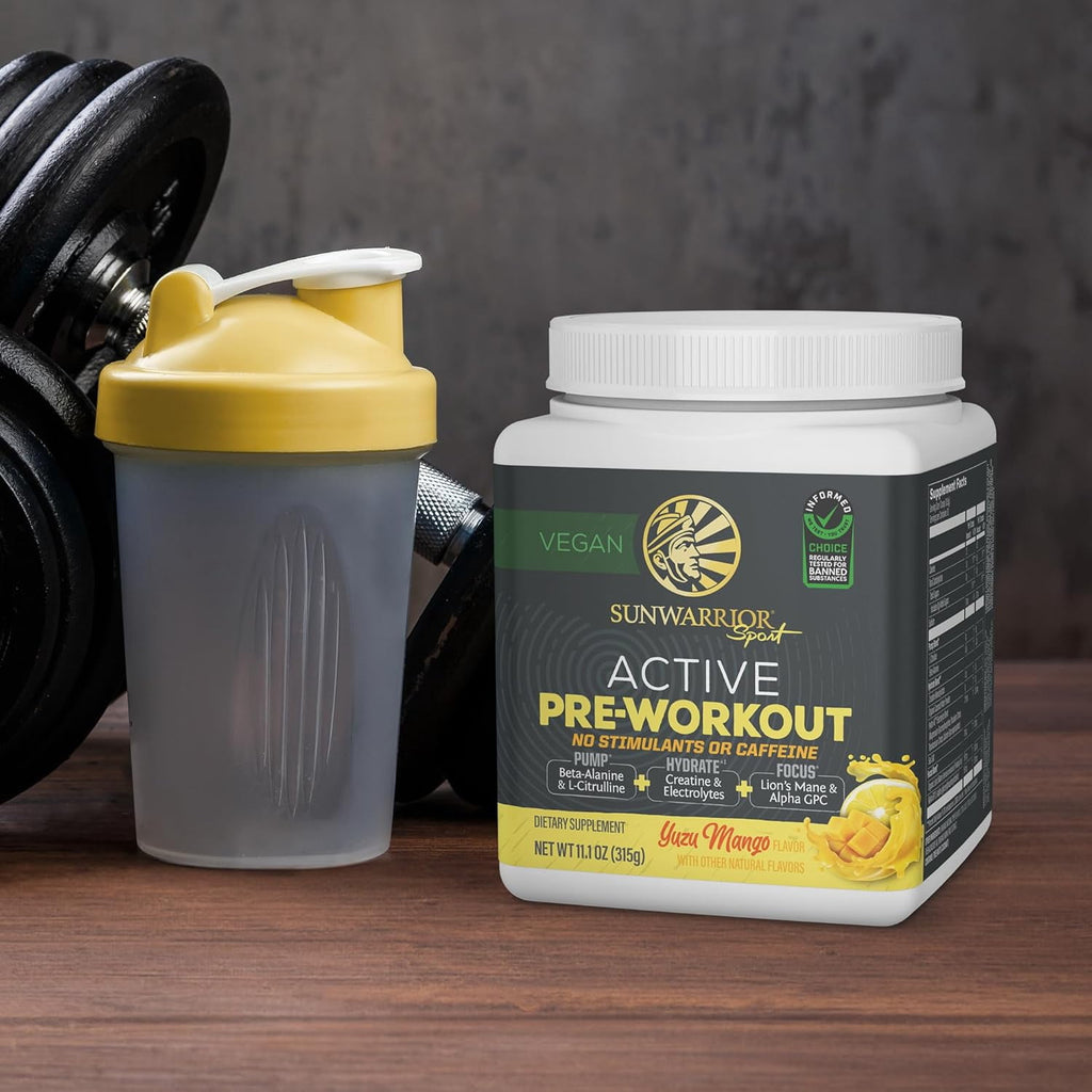Sunwarrior Active Pre-Workout Powder for Men &amp; Women, Raspberry Pineapple, 315g (30 Servings)