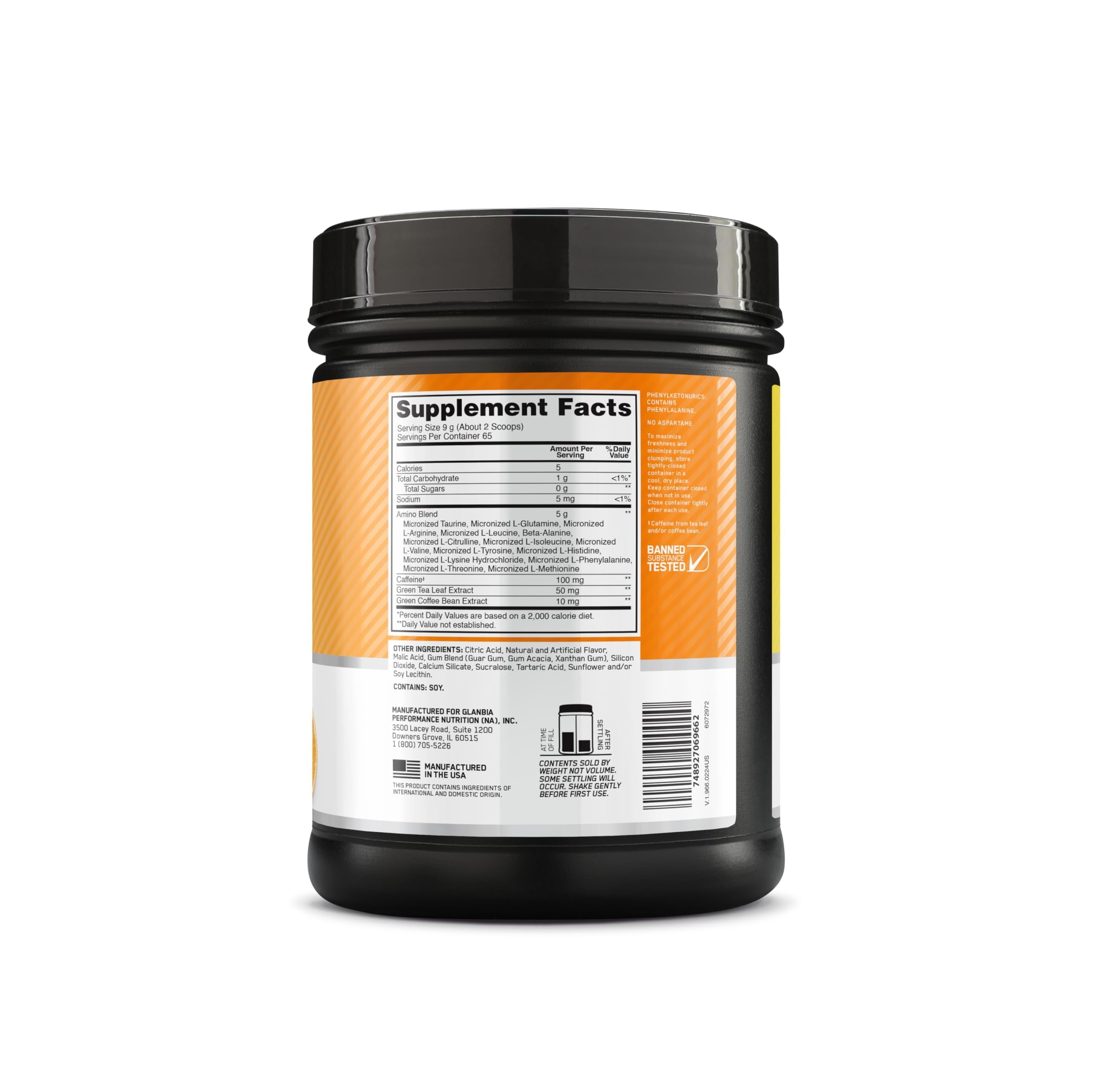 Optimum Nutrition Amino Energy, Citrus Spritz, 65 srv