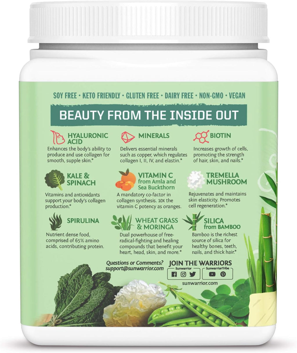 Sunwarrior Beauty Greens Collagen | Pina Colada Collagen Boost Powder with Hyaluronic Acid and Biotin, 300g