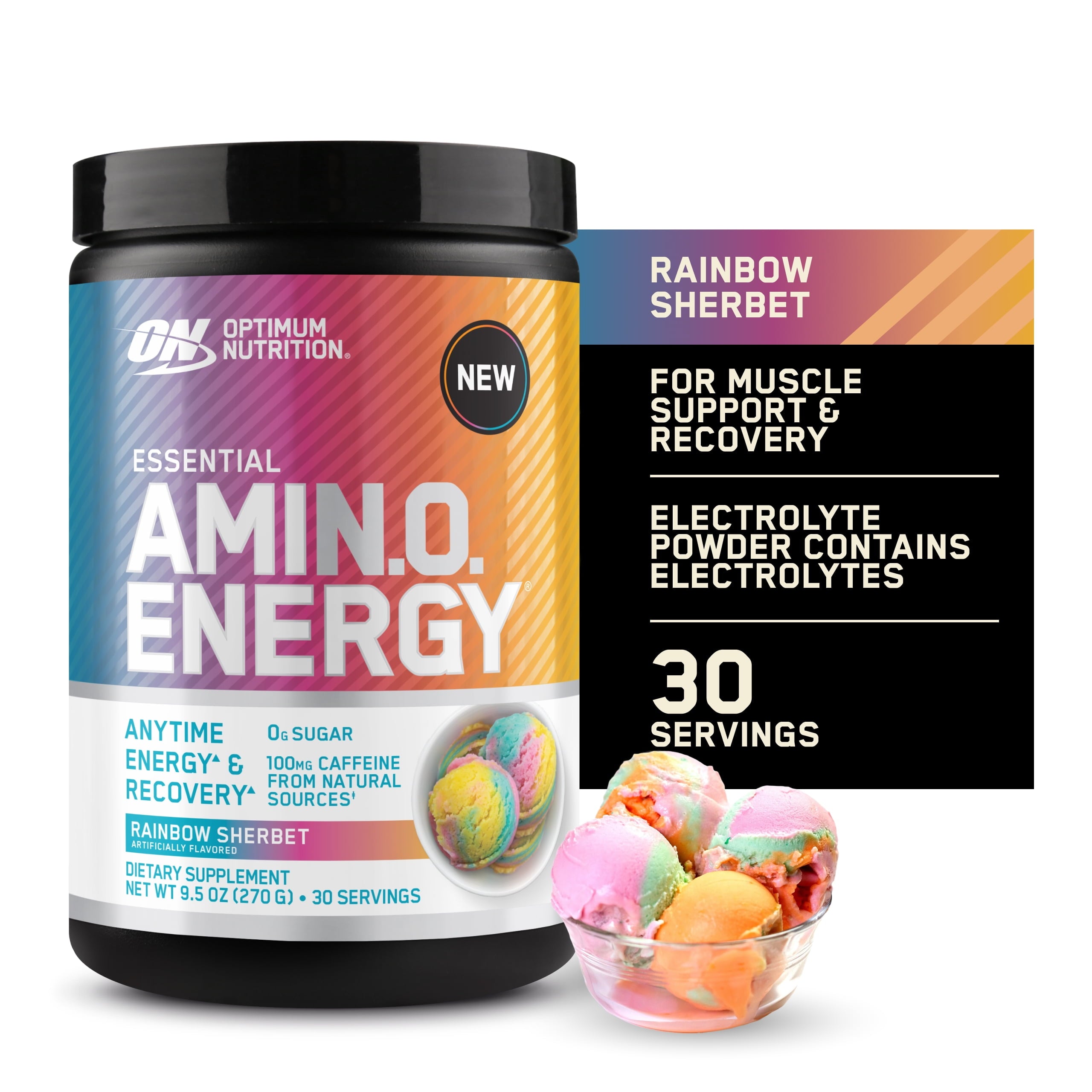 Optimum Nutrition Amino Energy Rainbow Sherbet 30 Serving