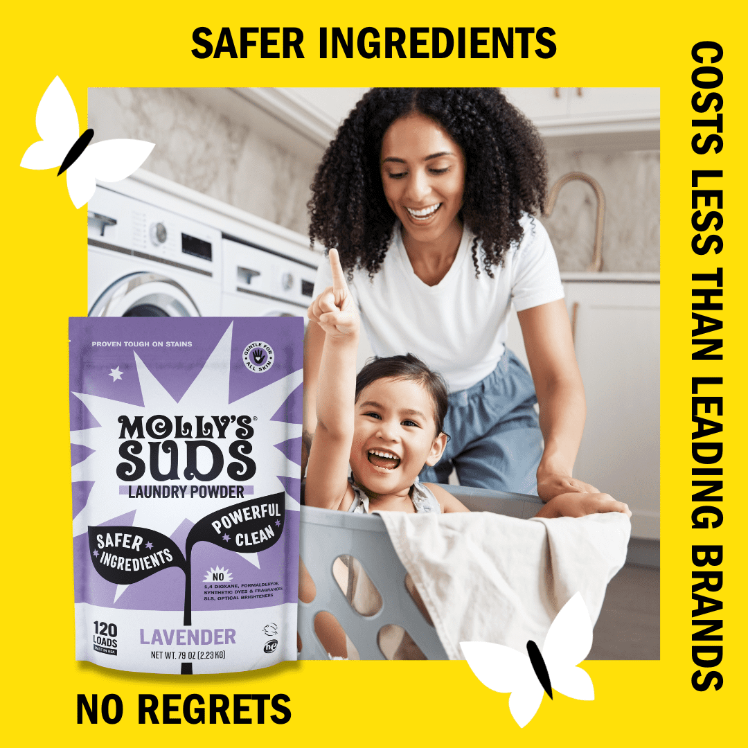 Molly's Suds Original Laundry Detergent Powder | Gentle for Sensitive Skin | Earth-Derived Ingredients | Stain Fighting | 120 Loads (Lavender)