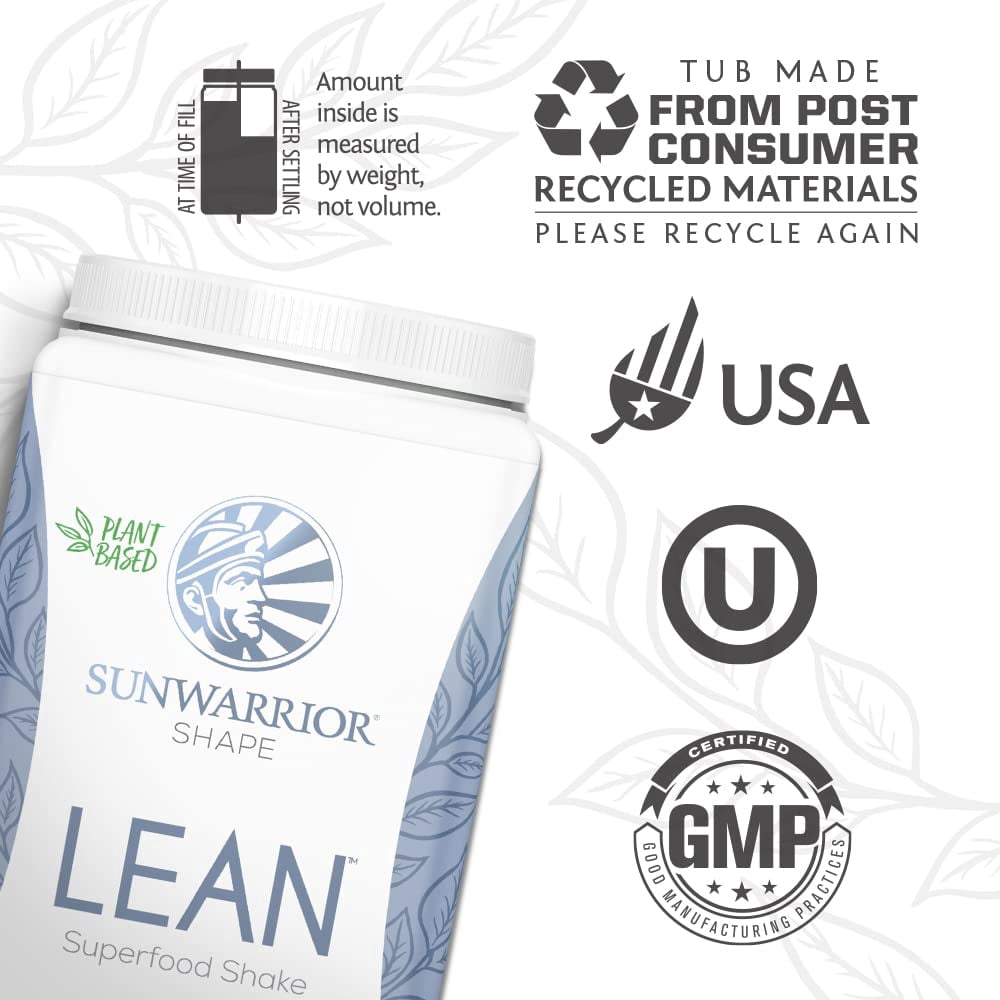 Sunwarrior Lean Vegan Protein Powder, Vanilla, Plant-Based Superfood Shake, 720g