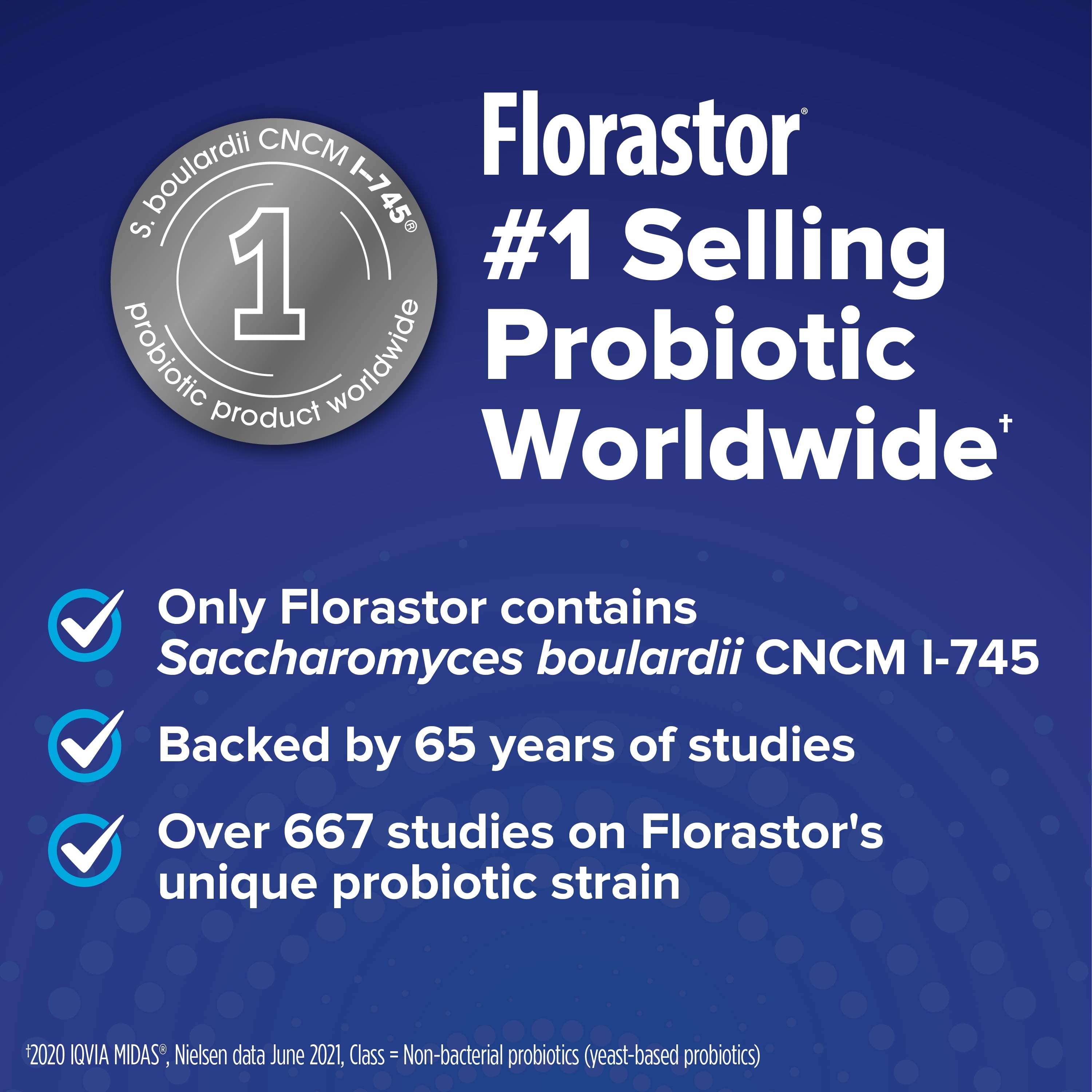 Florastor Unisex Daily Probiotic Supplement Capsules for Digestive Health, 50 Count