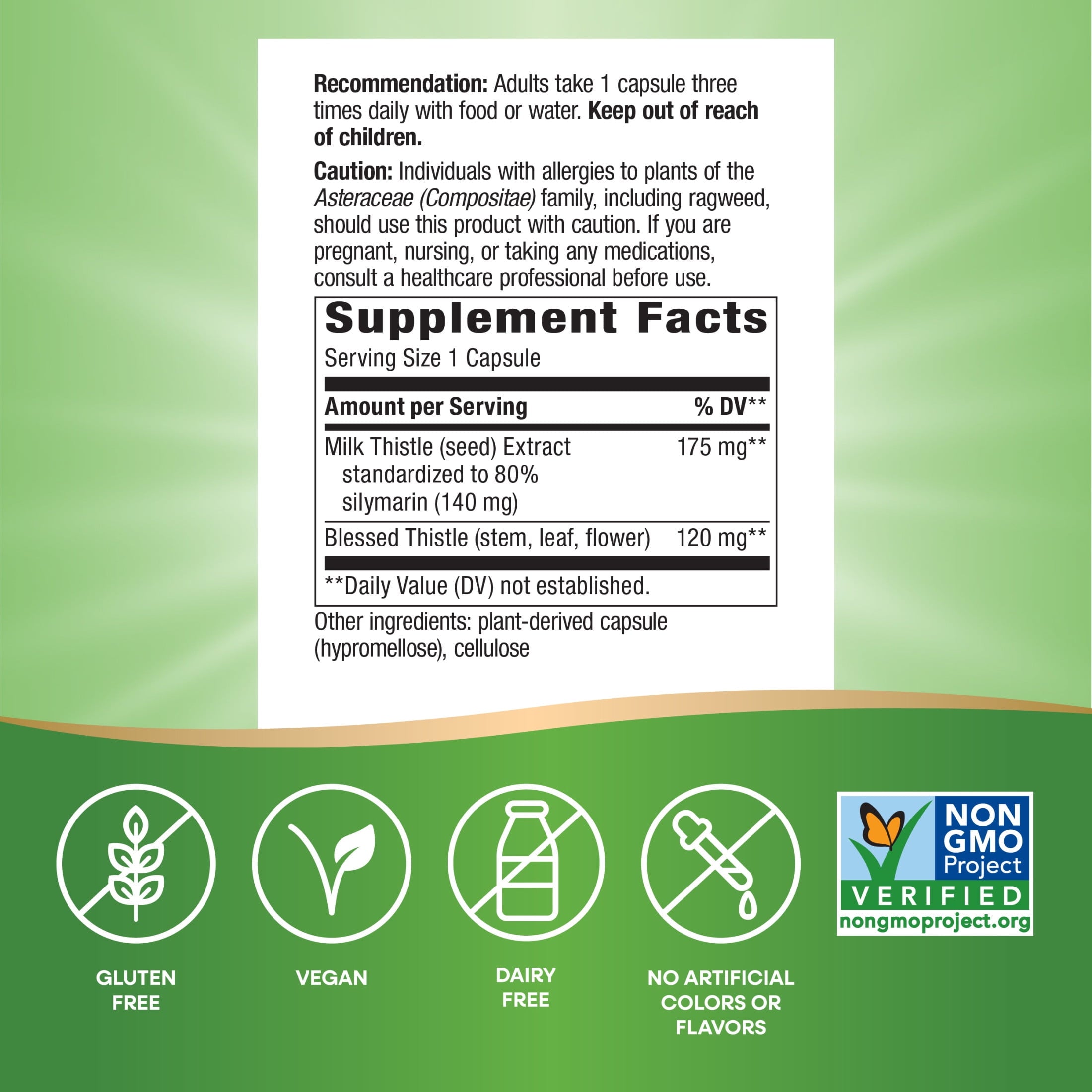 Nature's Way Milk Thistle Capsules, Supports Liver Function*, Unisex, 120ct