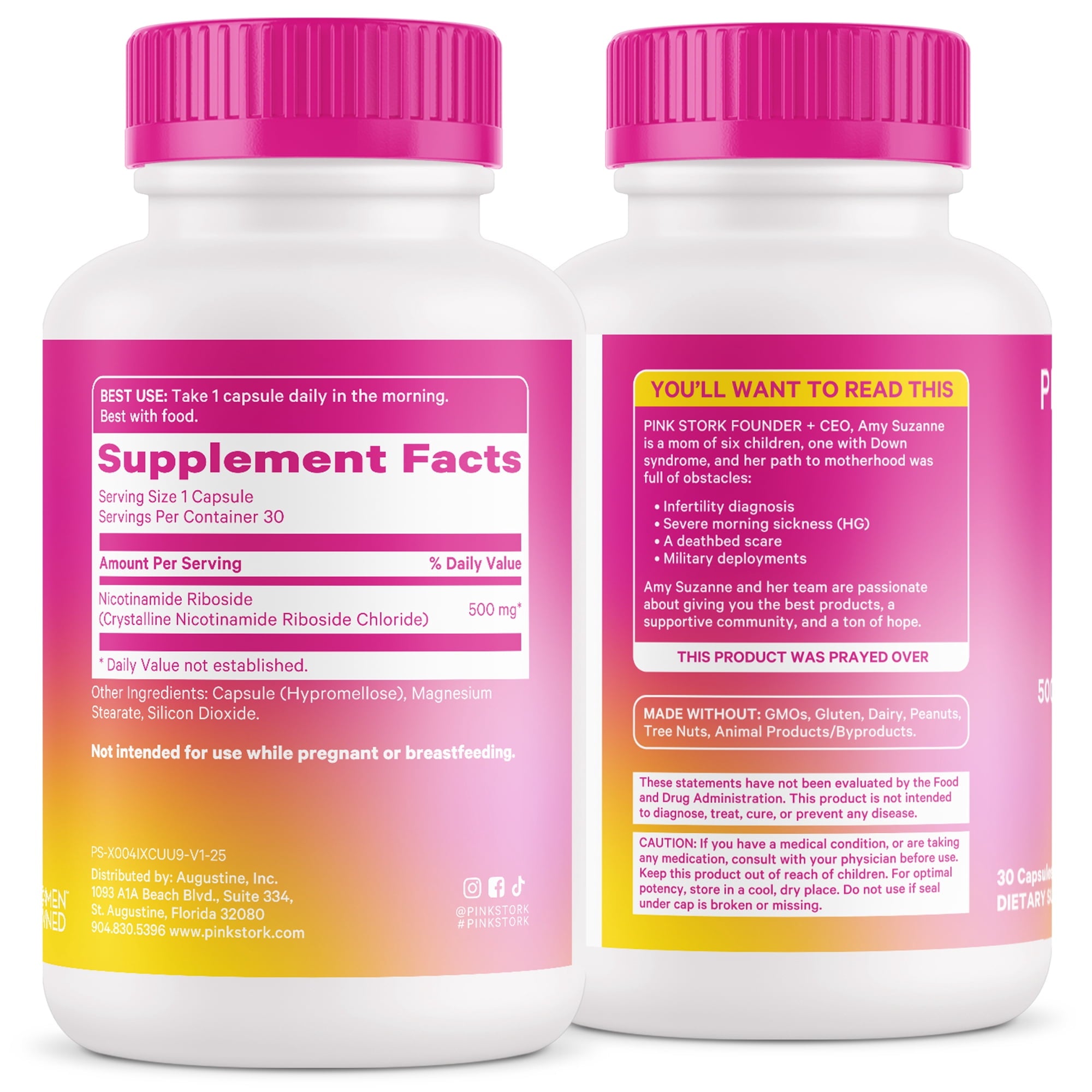 Pink Stork 500 mg NAD+ Supplement- Nicotinamide Riboside