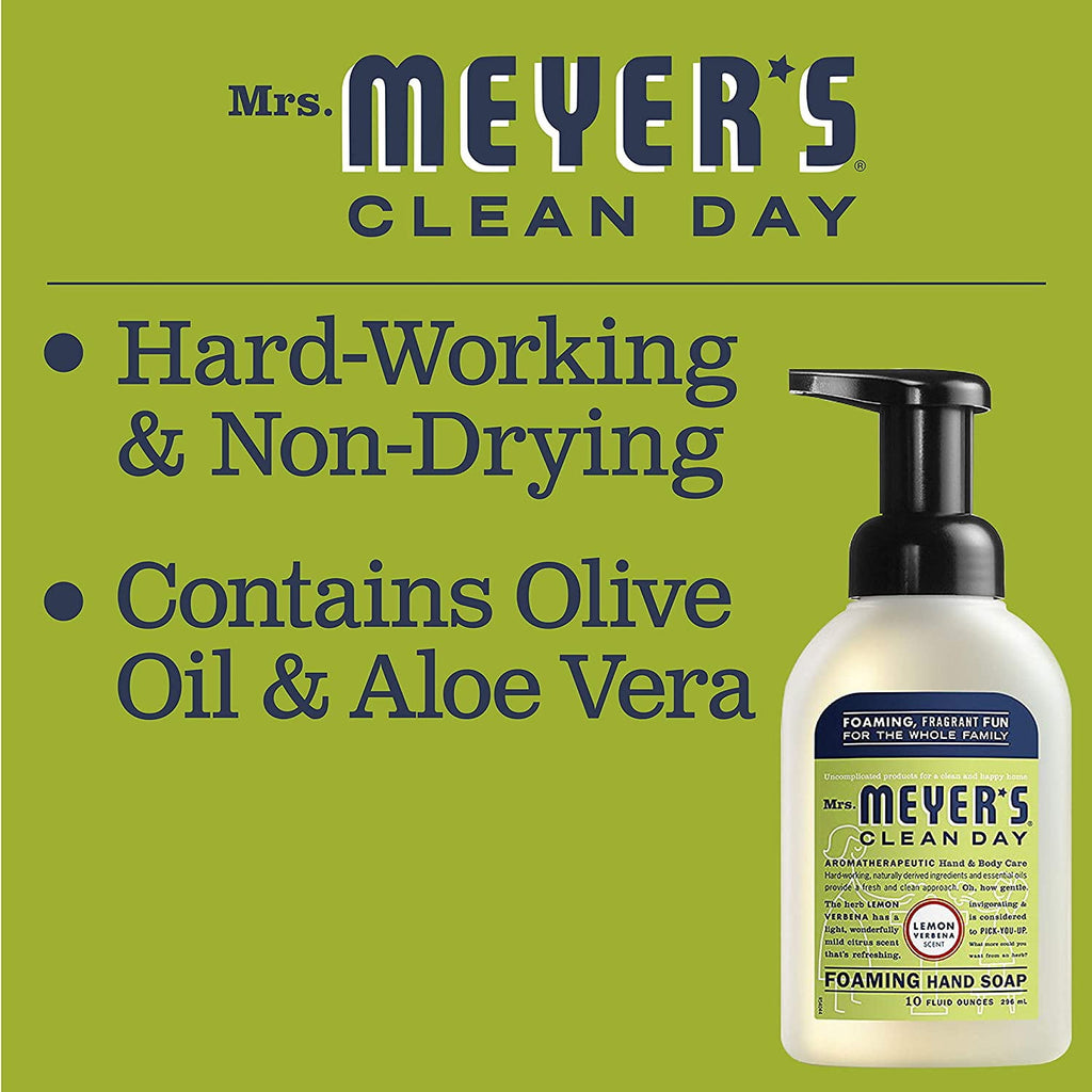 Mrs. Meyer's Clean Day Foaming Hand Soap, Lemon Verbena, 10 oz (Pack of 6)