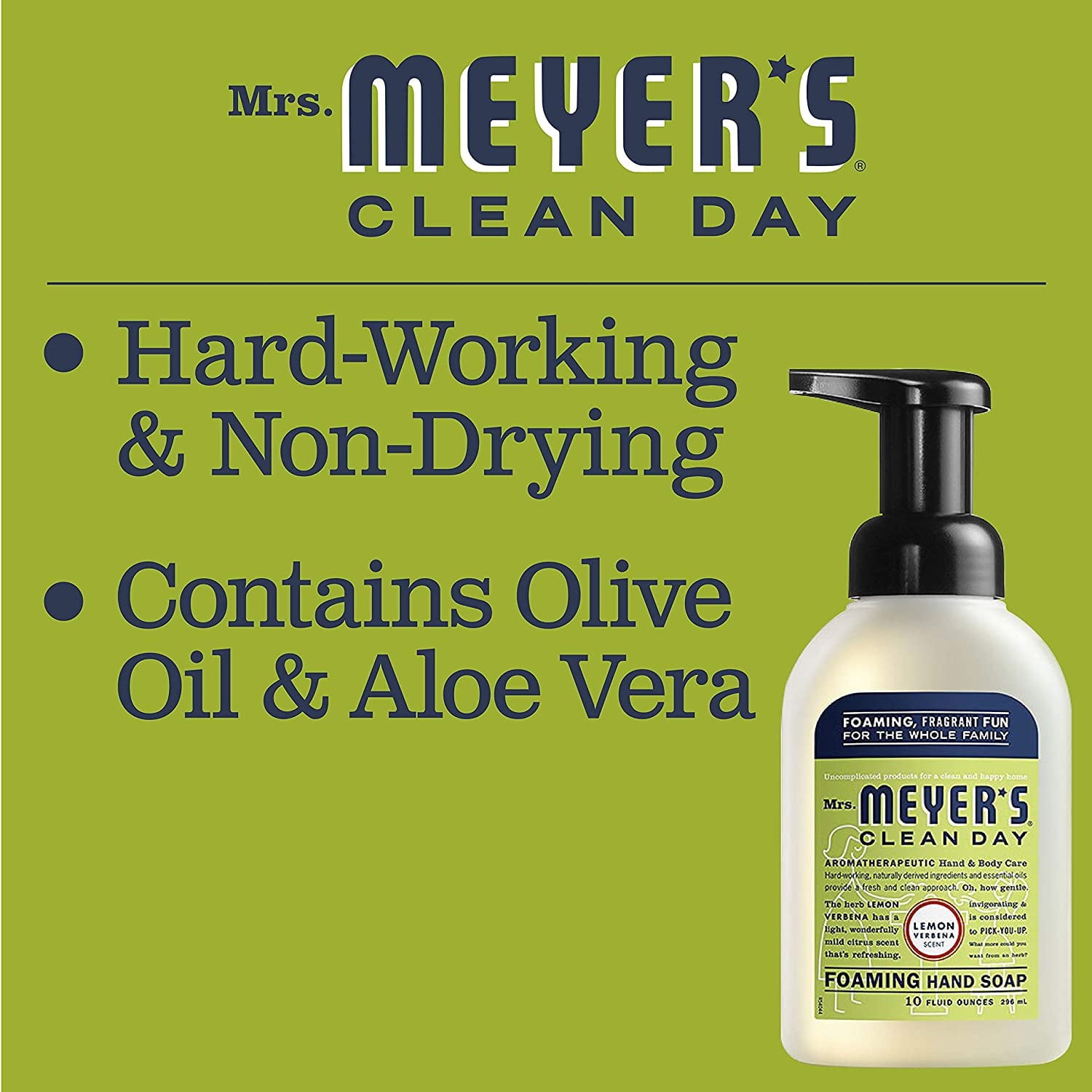 Mrs. Meyer's Clean Day Foaming Hand Soap, Lemon Verbena, 10 oz (Pack of 6)