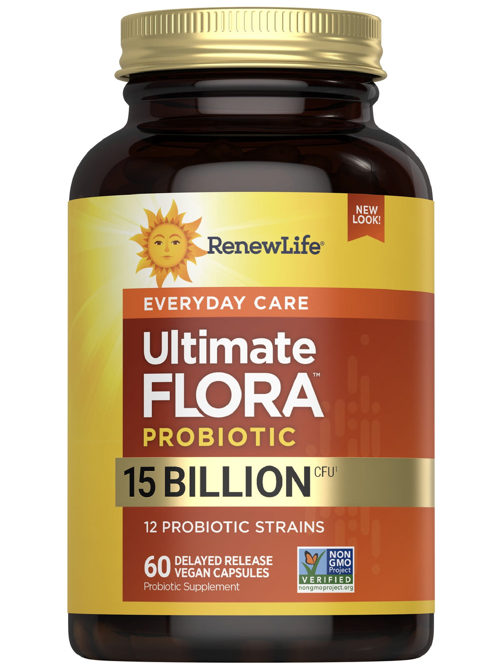 Ultimate Flora Everyday Probiotic Capsules | 60 Count for Men and Women | by Renew Life
