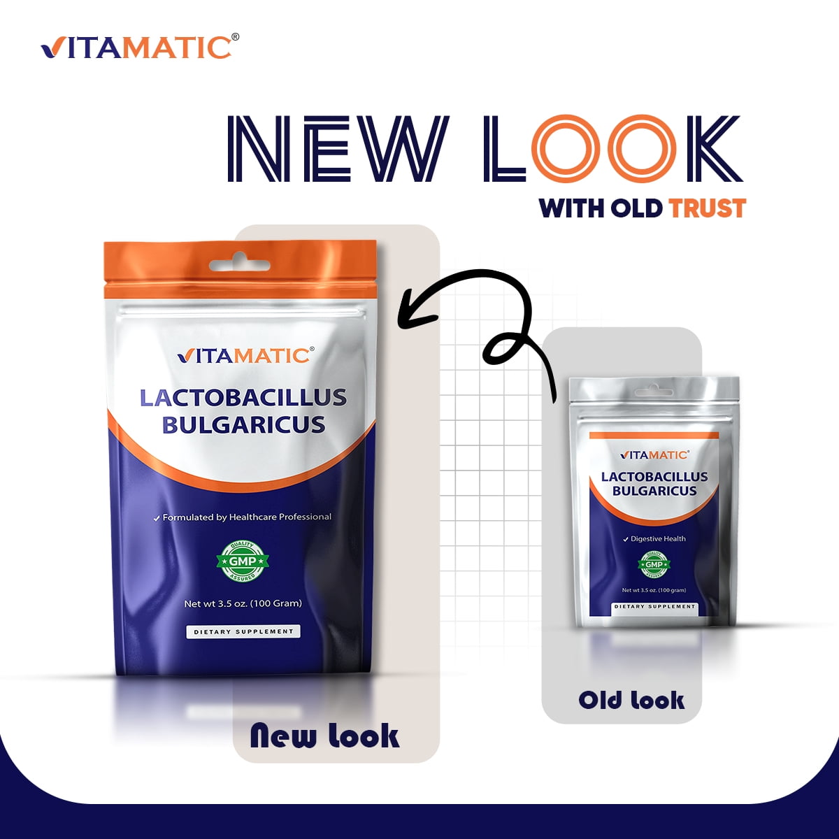 Vitamatic Lactobacillus Bulgaricus Probiotic Powder Digestive Support 100 Servings 100 Gram (3.5 OZ)