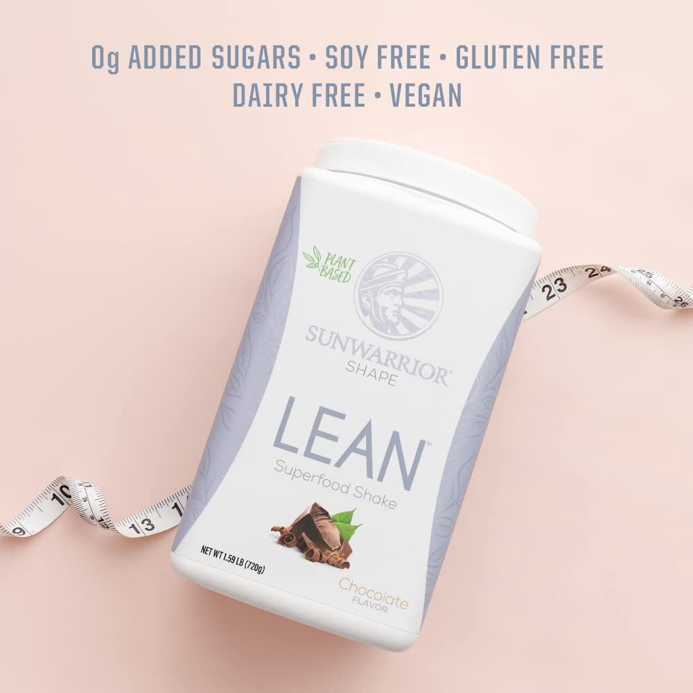 Sunwarrior Lean Vegan Chocolate Protein Powder | Plant-Based Superfood Shake, Chocolate, 720g