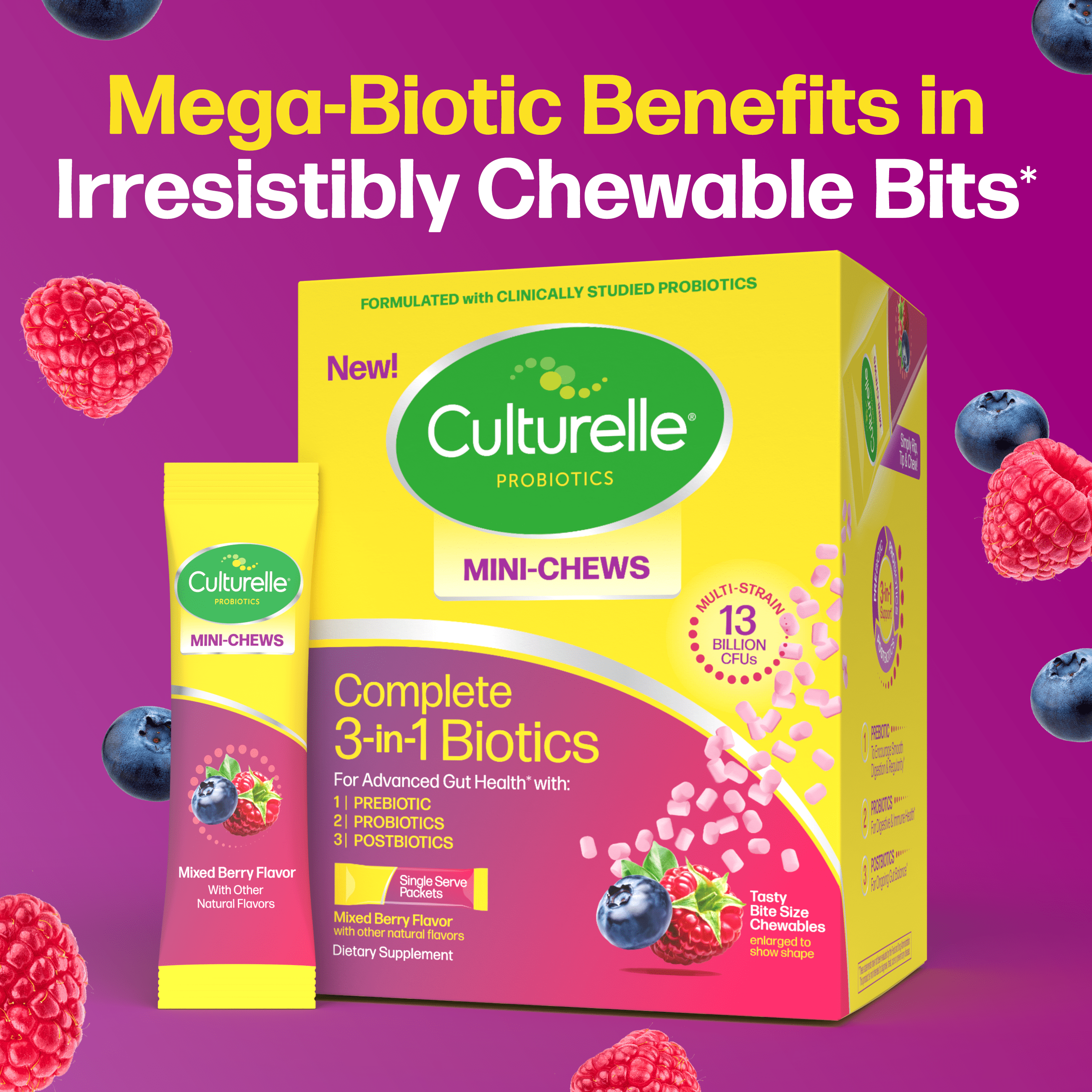 Culturelle Complete 3-in-1 Biotics Mini Chews 28ct