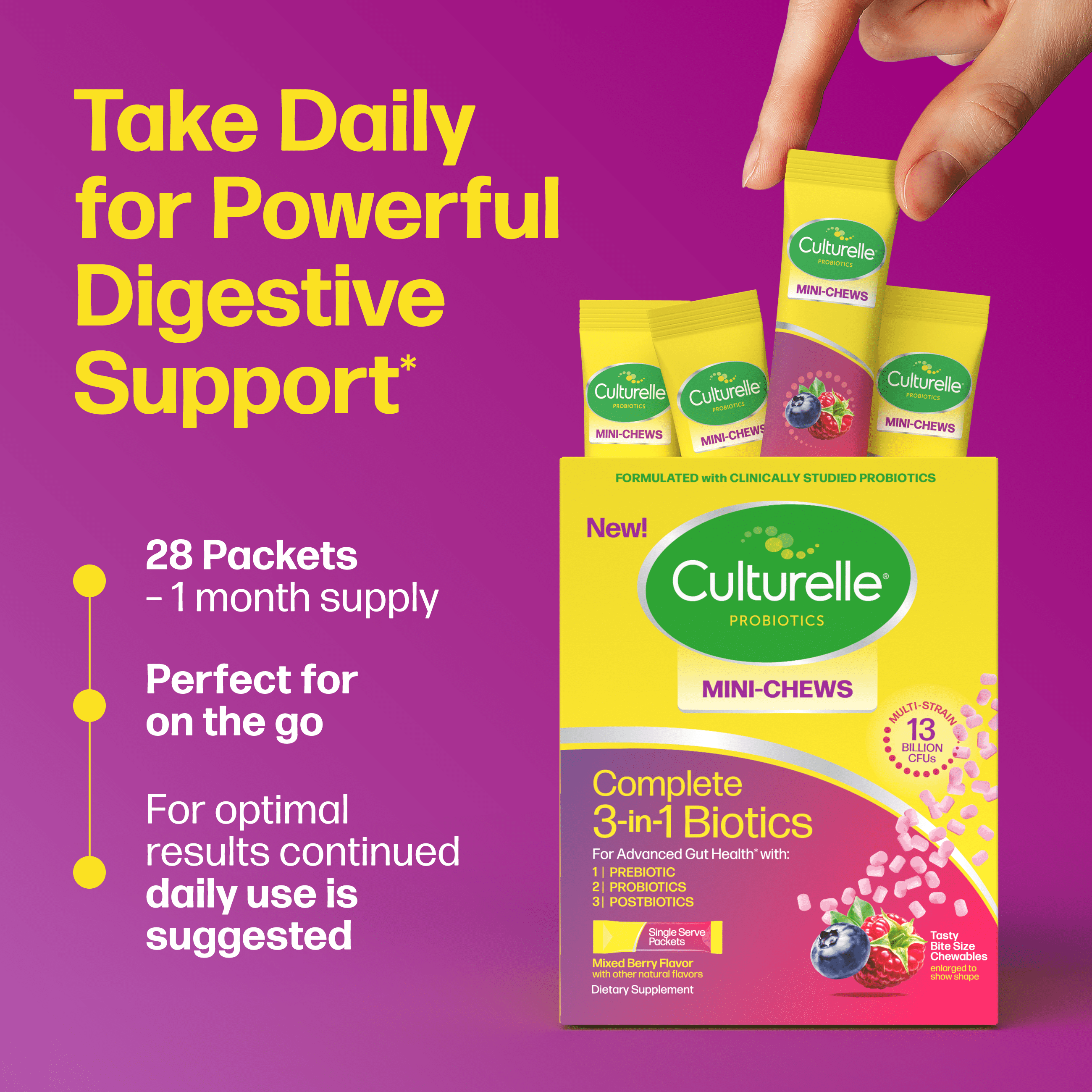 Culturelle Complete 3-in-1 Biotics Mini Chews 28ct
