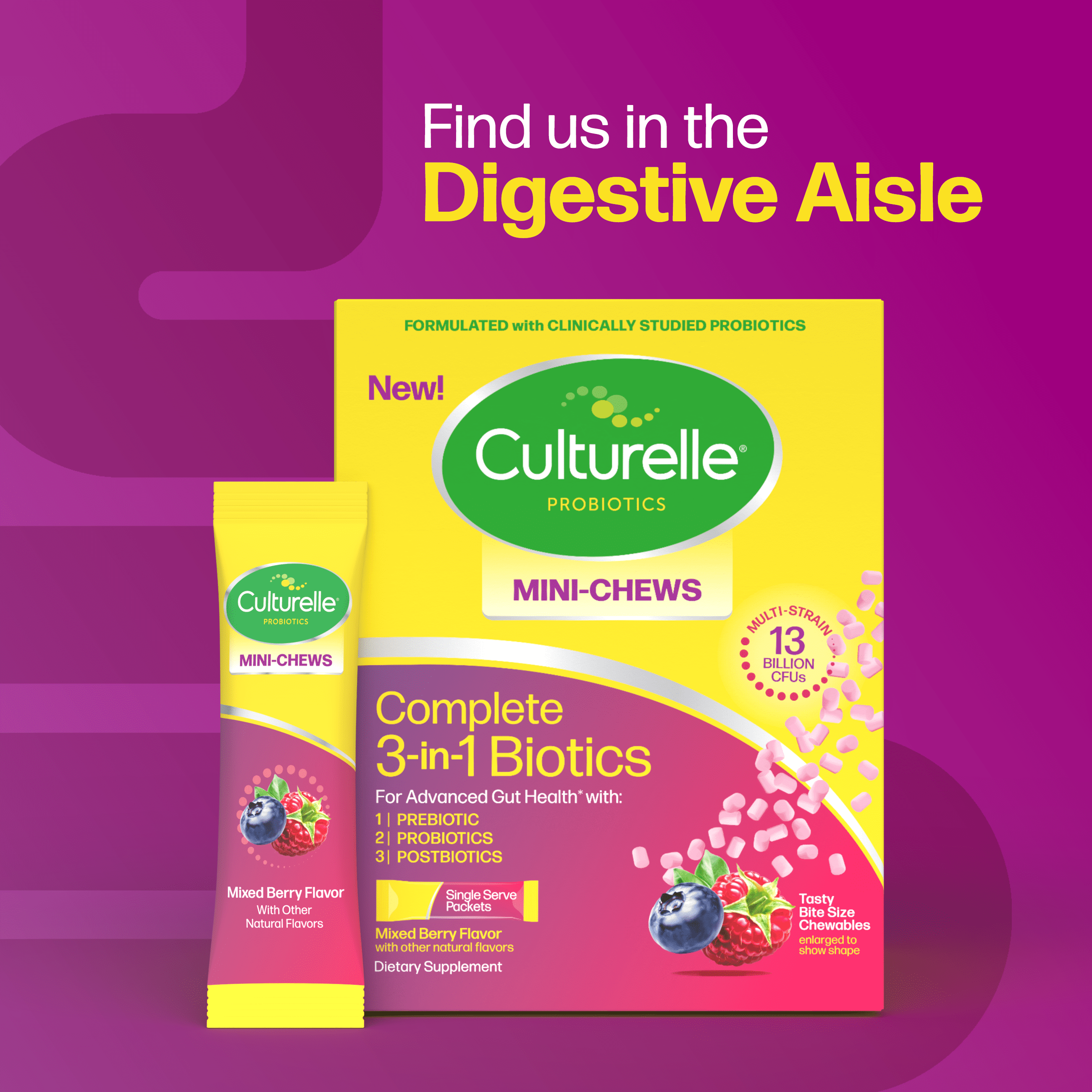 Culturelle Complete 3-in-1 Biotics Mini Chews 28ct