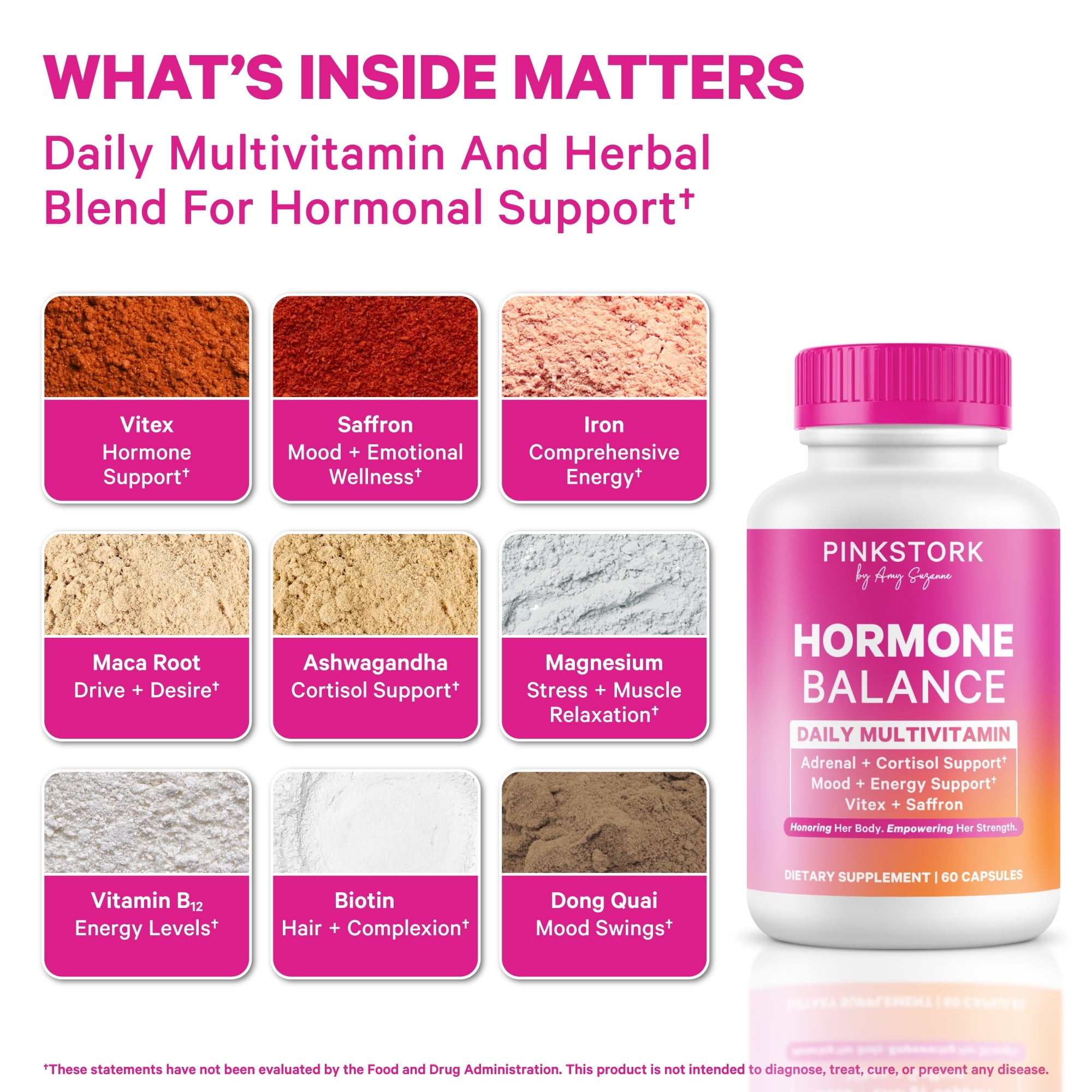 Pink Stork Hormone Balance Multivitamin- Hormone Balance for Women, Vitex + Saffron- 60 Capsules