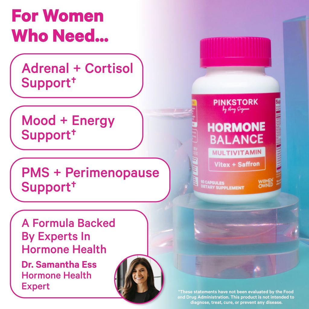 Pink Stork Hormone Balance Multivitamin- Hormone Balance for Women, Vitex + Saffron- 60 Capsules