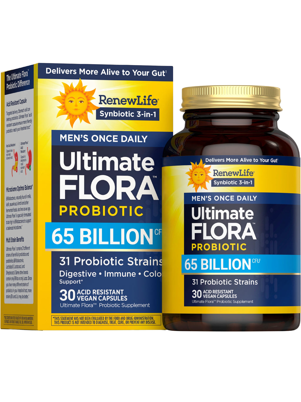 Ultimate Flora Probiotics for Men | 65 Billion CFU | 30 Delayed Release Vegan Capsules | by Renew Life