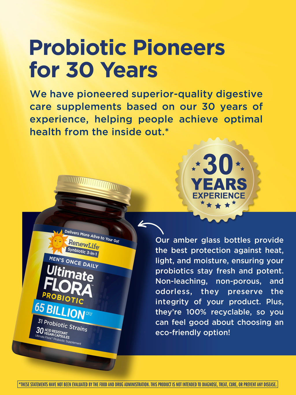 Ultimate Flora Probiotics for Men | 65 Billion CFU | 30 Delayed Release Vegan Capsules | by Renew Life