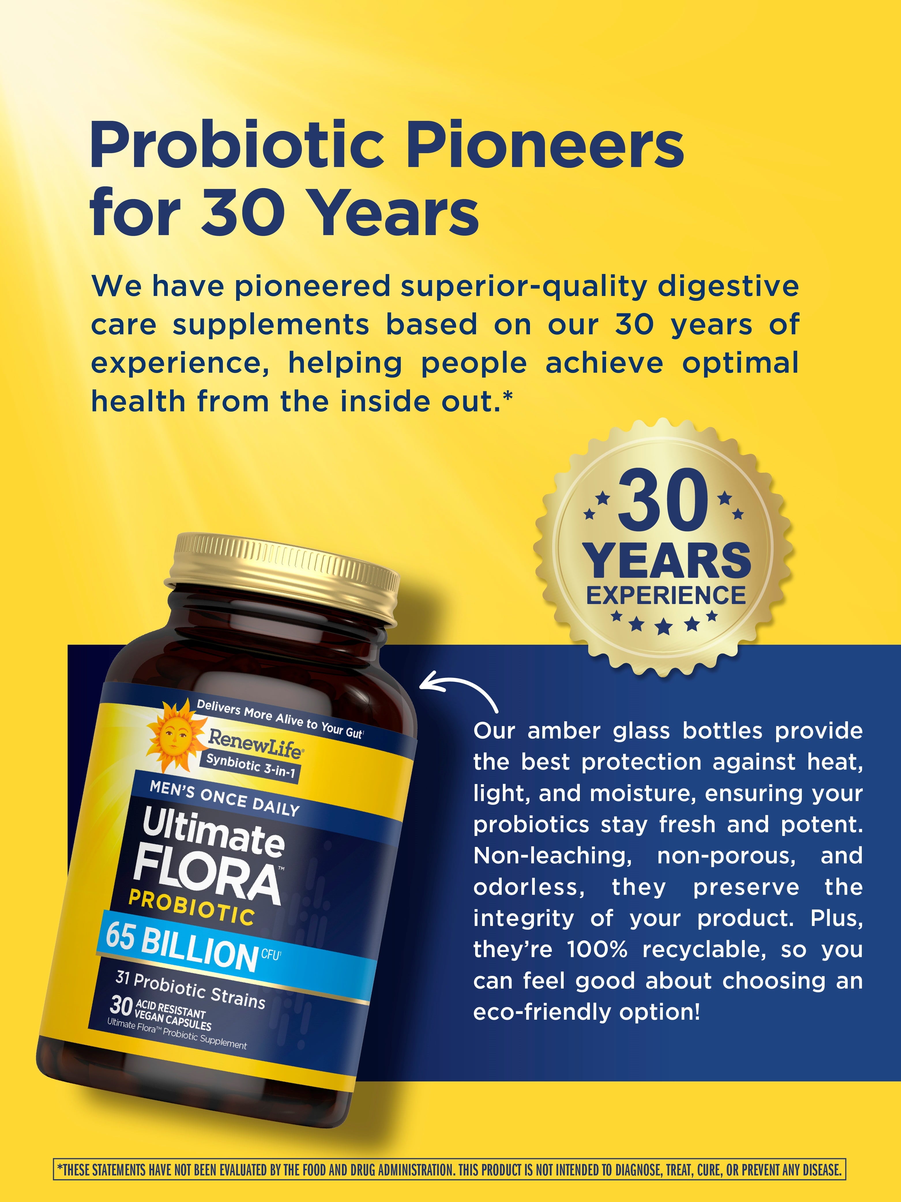 Ultimate Flora Probiotics for Men | 65 Billion CFU | 30 Delayed Release Vegan Capsules | by Renew Life