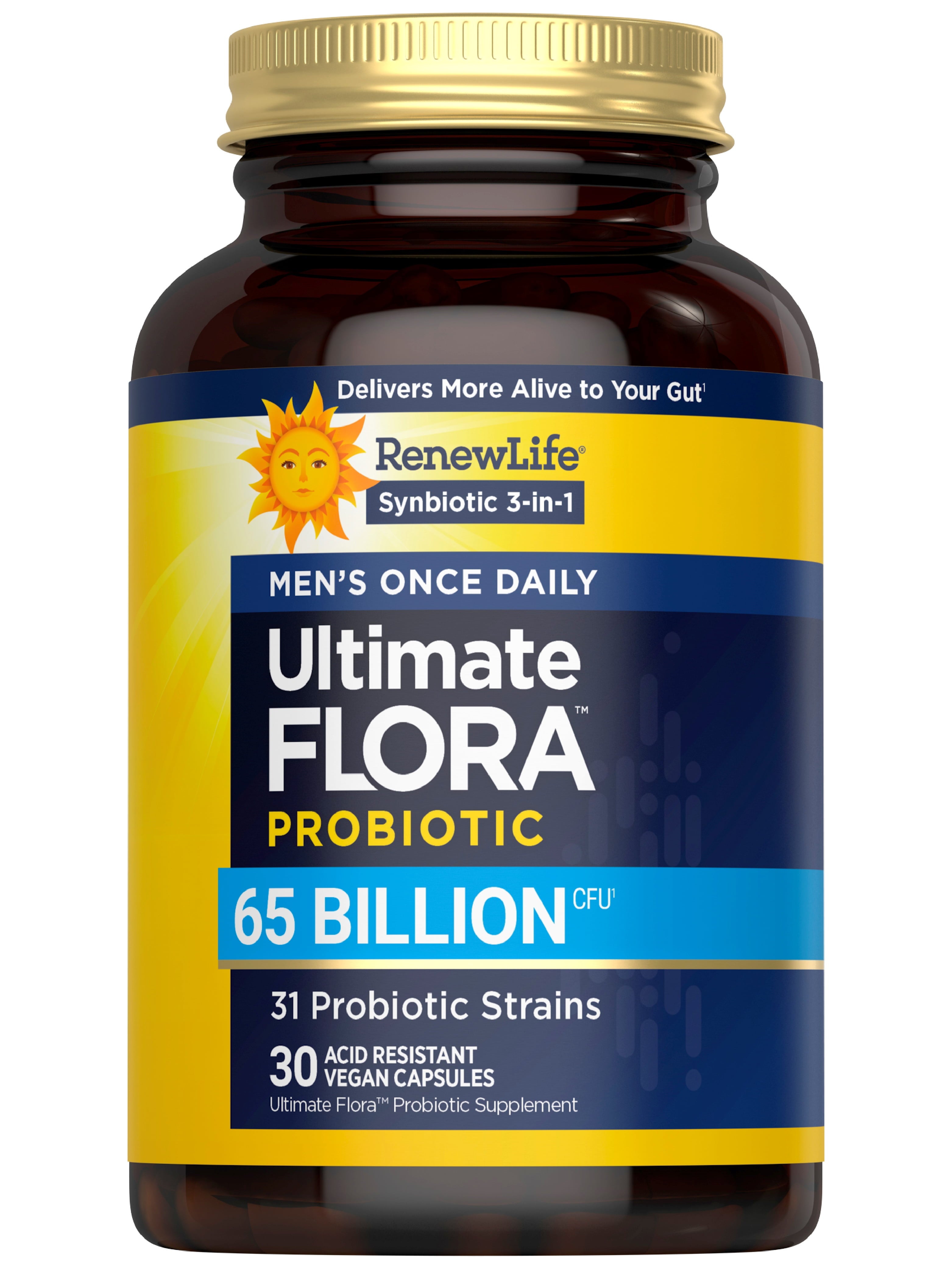 Ultimate Flora Probiotics for Men | 65 Billion CFU | 30 Delayed Release Vegan Capsules | by Renew Life