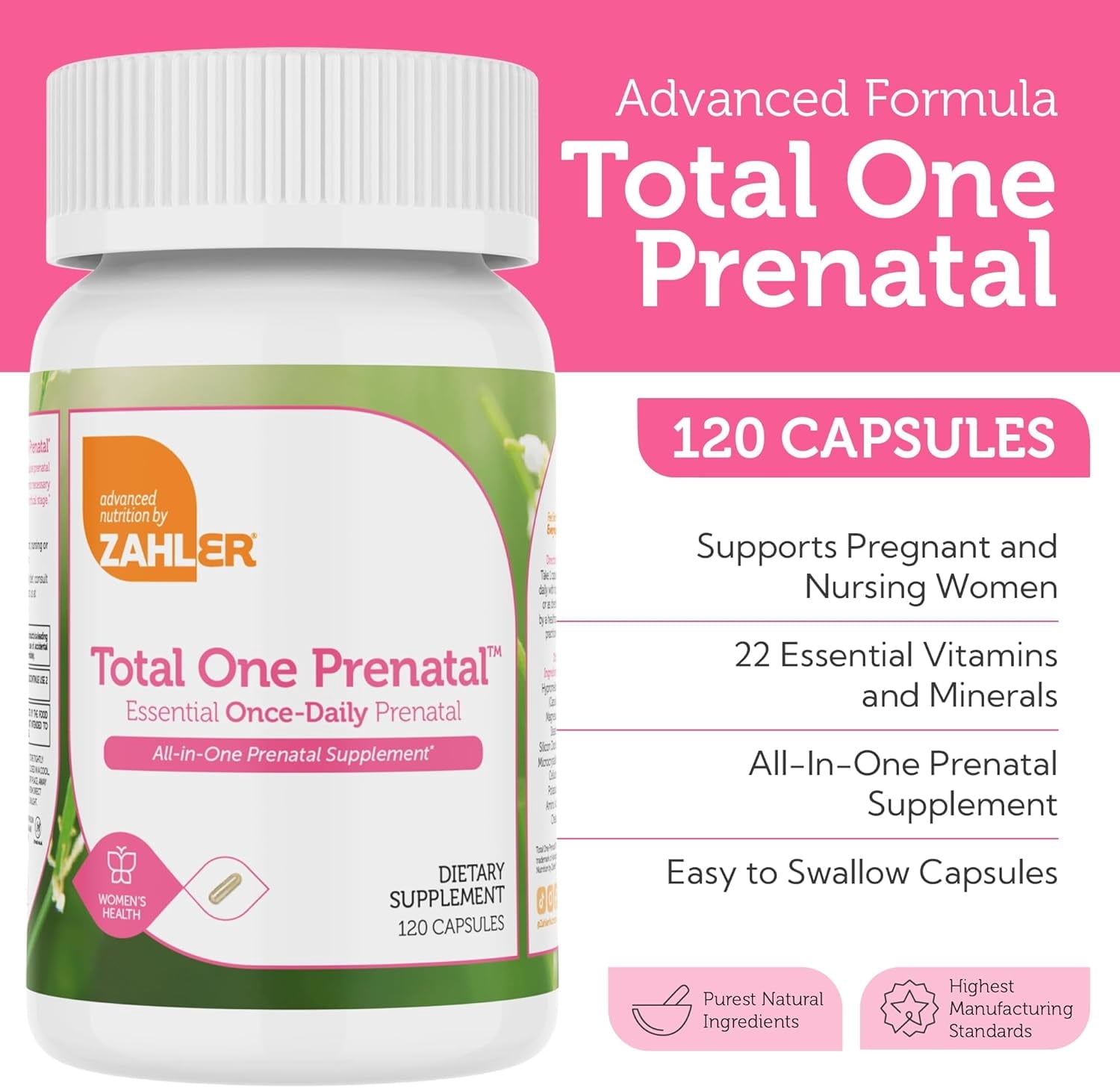 Total One Prenatal, 120 Capsules, Zahler