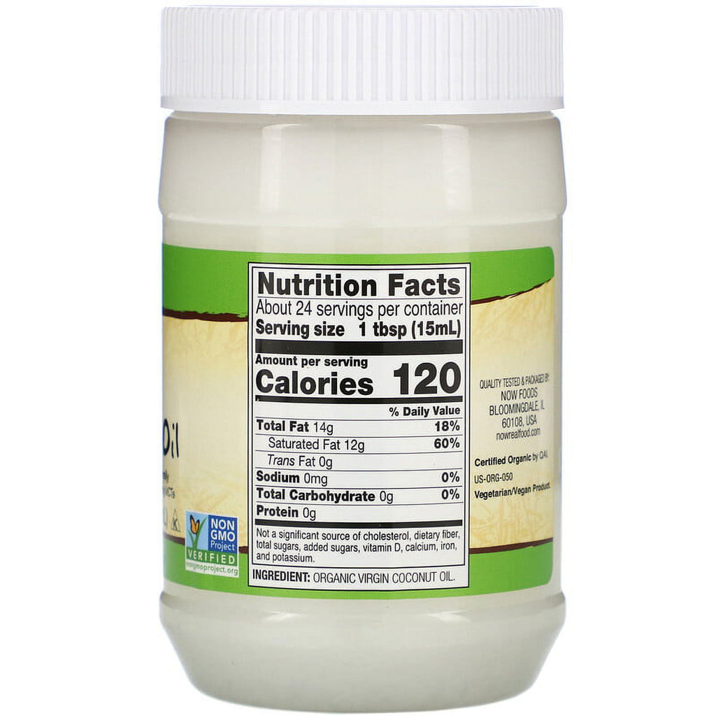 NOW Foods, Real Food, Organic Virgin Coconut Oil, 12 fl oz Pack of 4