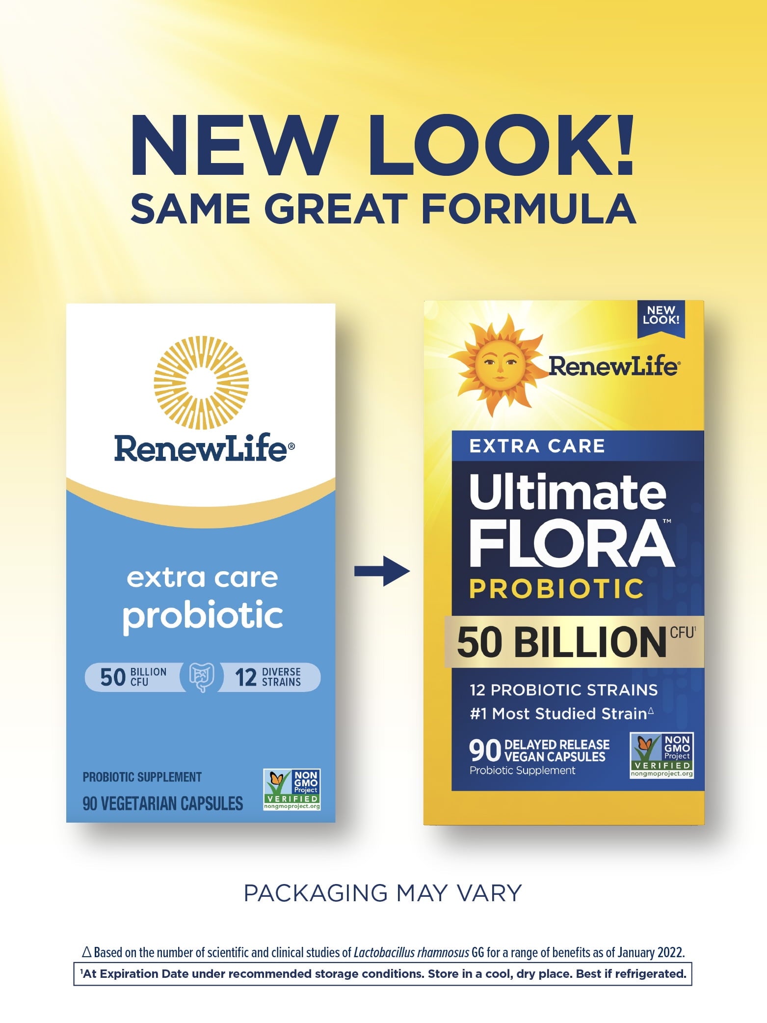 Ultimate Flora Extra Care Probiotic | 50 Billion Live Cultures | 60 Vegetarian Capsules | by Renew Life