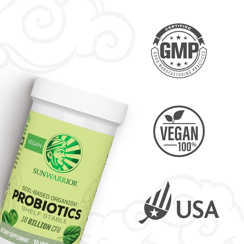 Sunwarrior Organic Soil-Based Probiotics|10 Billion CFU for Digestive Health, 30 CT