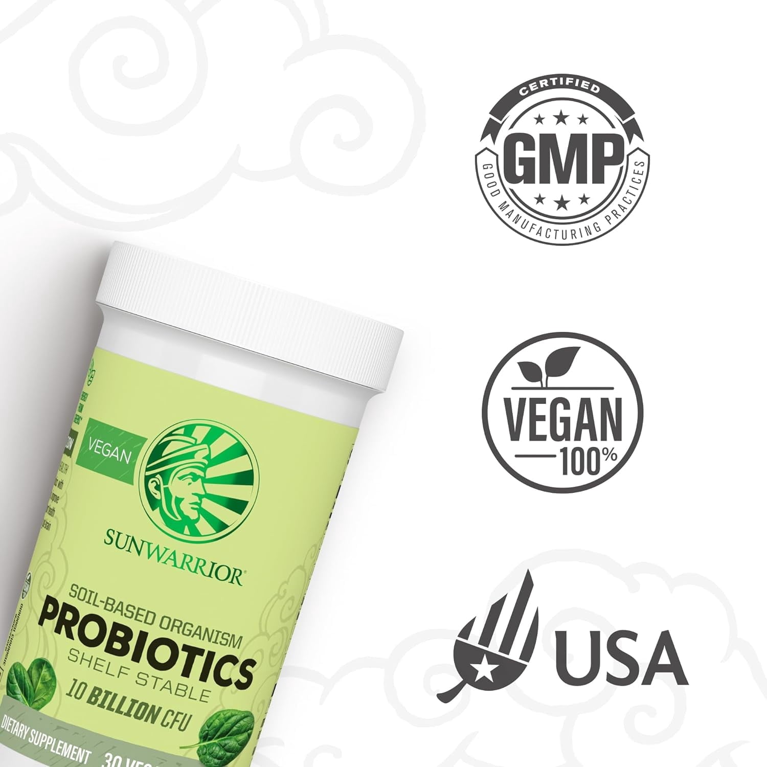 Sunwarrior Organic Soil-Based Probiotics|10 Billion CFU for Digestive Health, 30 CT