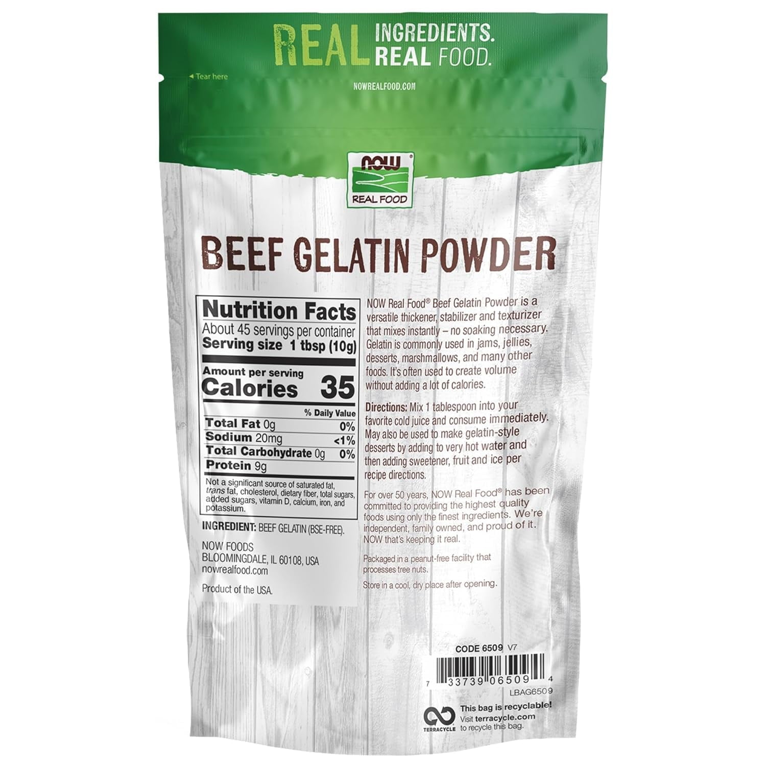 NOW Real Food Beef Gelatin Powder -- 1 lb Pack of 3