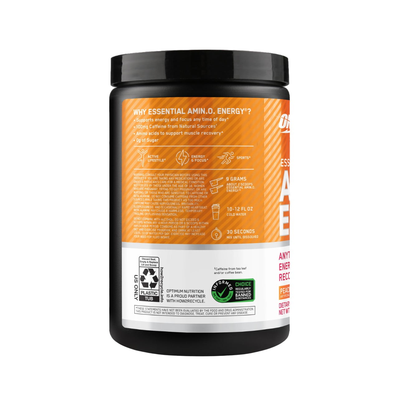 Optimum Nutrition New Flavor Amino Energy - Pre Workout with Green Tea, BCAA, Amino Acids, Keto Friendly, Green Coffee Extract, Energy Powder - Peach Mango Tango, 30 Servings (Packaging May Vary)