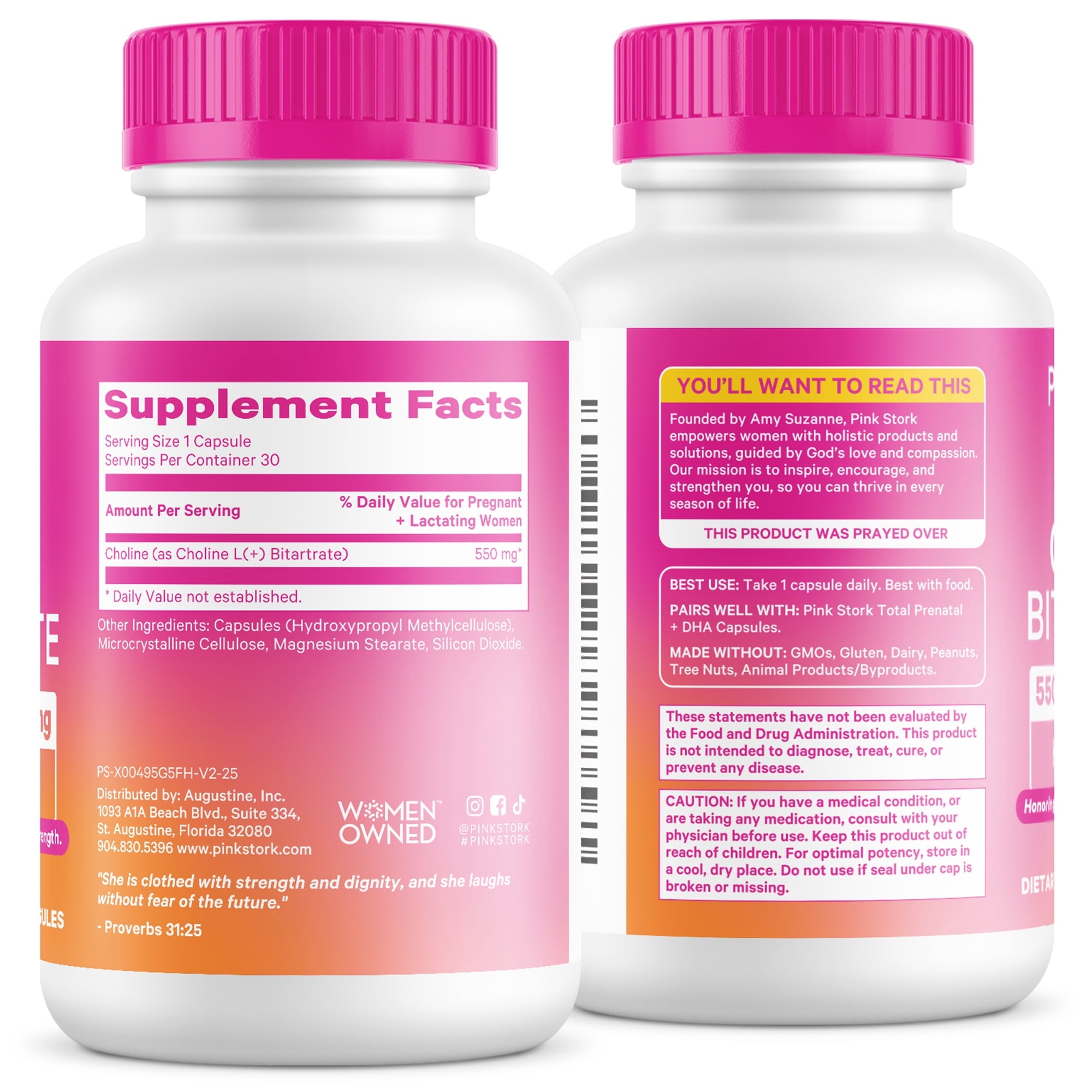 Pink Stork Choline Bitartrate Capsule - 550 mg, Supplement Pregnancy, Prenatal Vitamin, 30 Count
