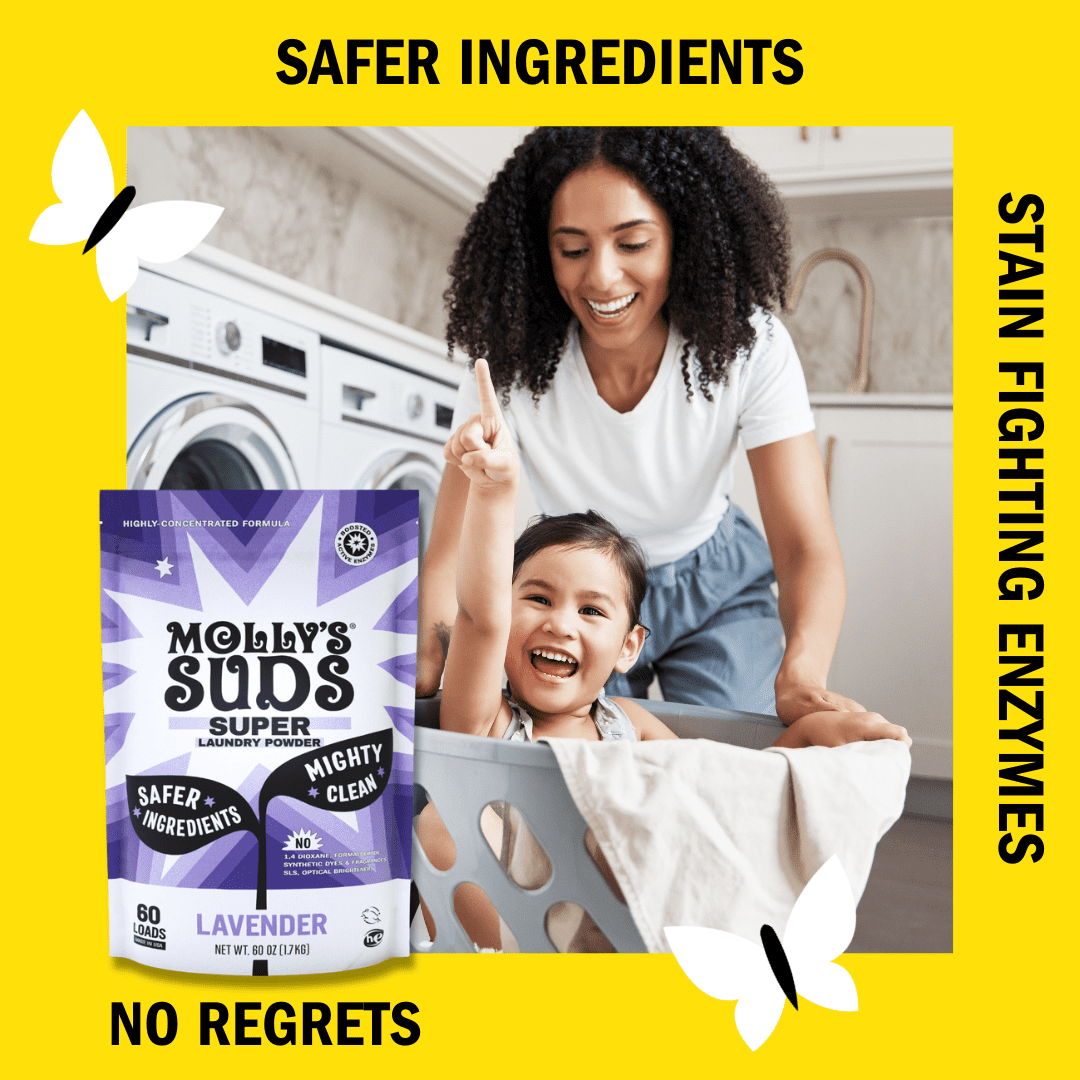 Molly's Suds Super Powder Detergent | Natural Extra Strength Laundry Soap, Stain Fighting | Sensitive Skin | Earth Derived Ingredients | Lavender, 60 Loads