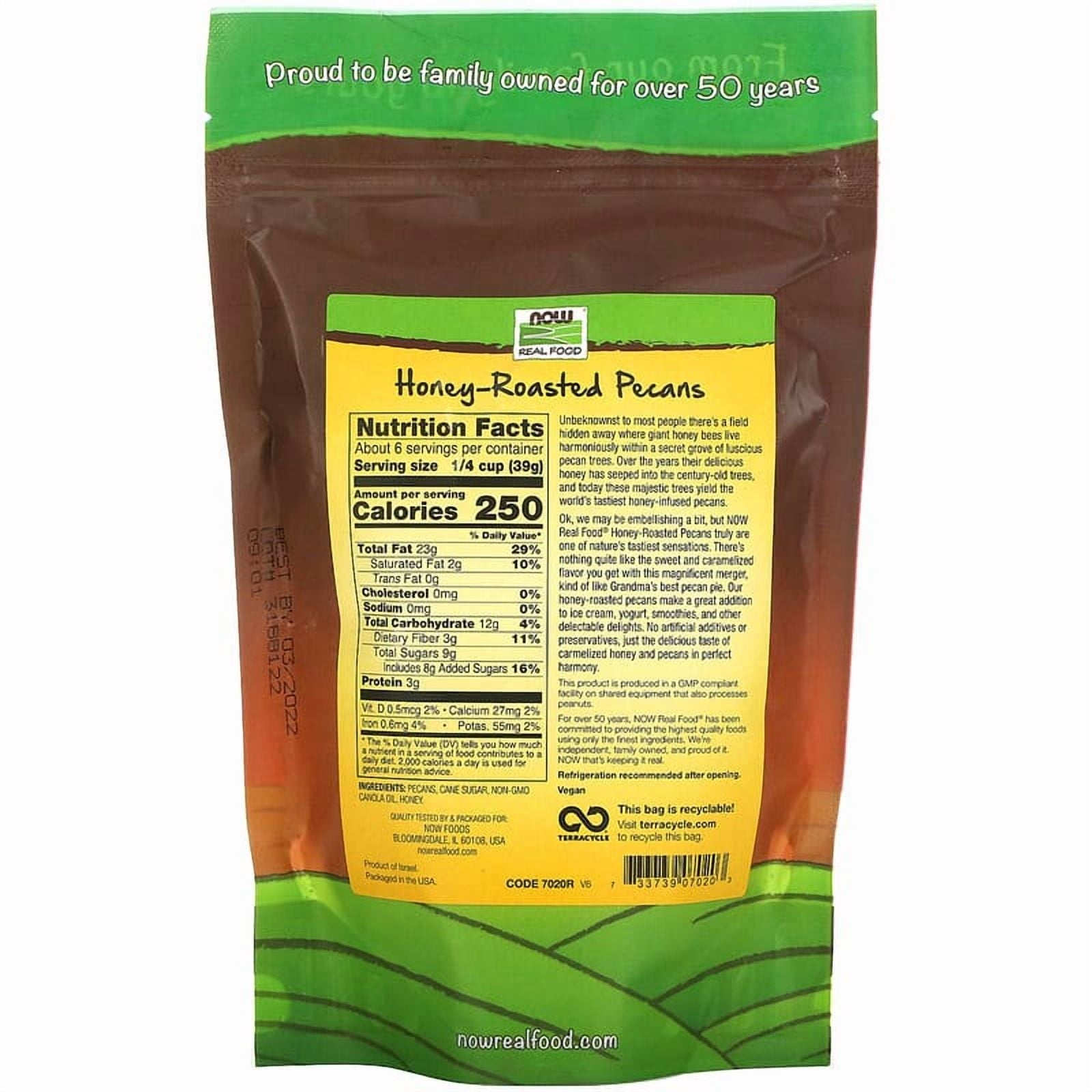 NOW Foods, Real Food, Honey Roasted Pecans, 8 oz Pack of 4