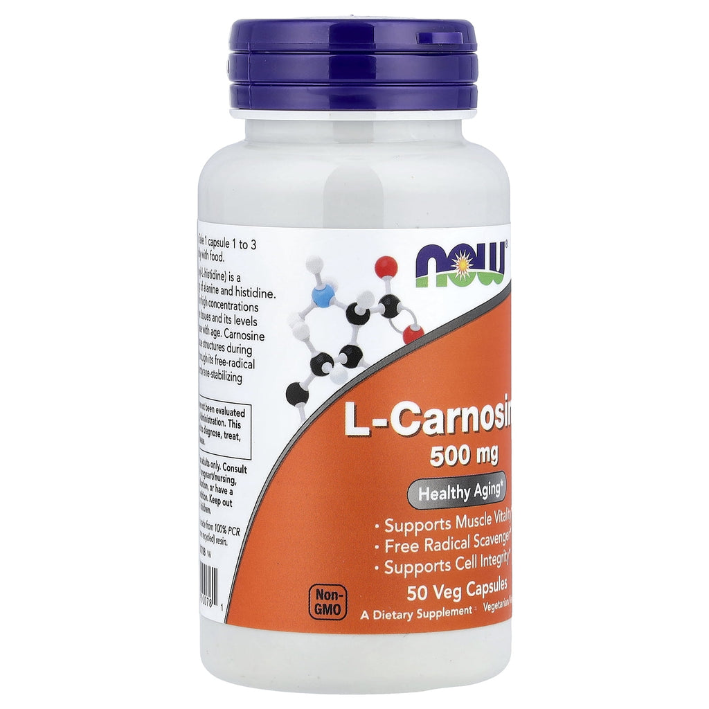 L-Carnosine, 500 mg, 50 Veg Capsules, NOW Foods
