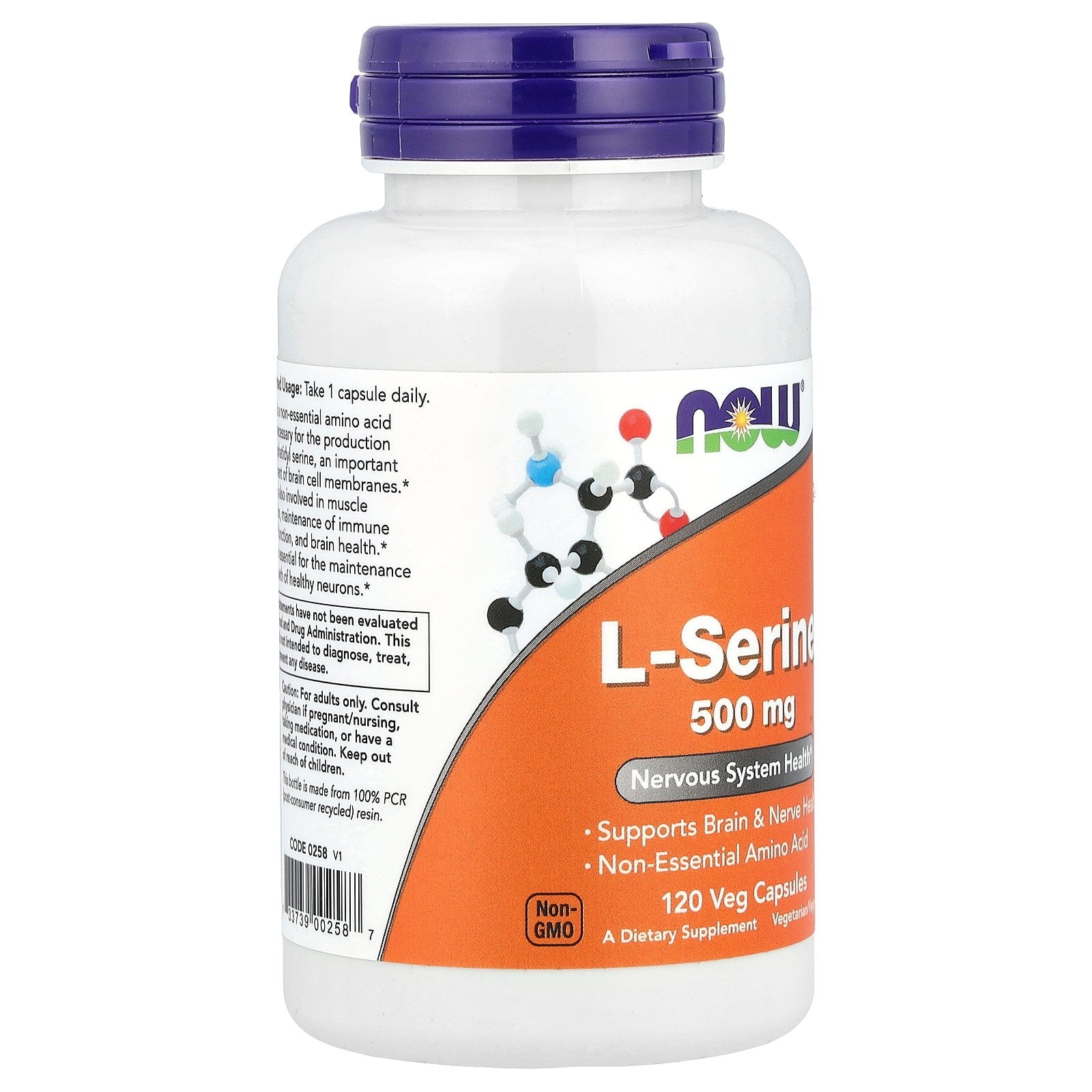 NOW Foods L-Serine, 500 mg , 120 Veg Capsules
