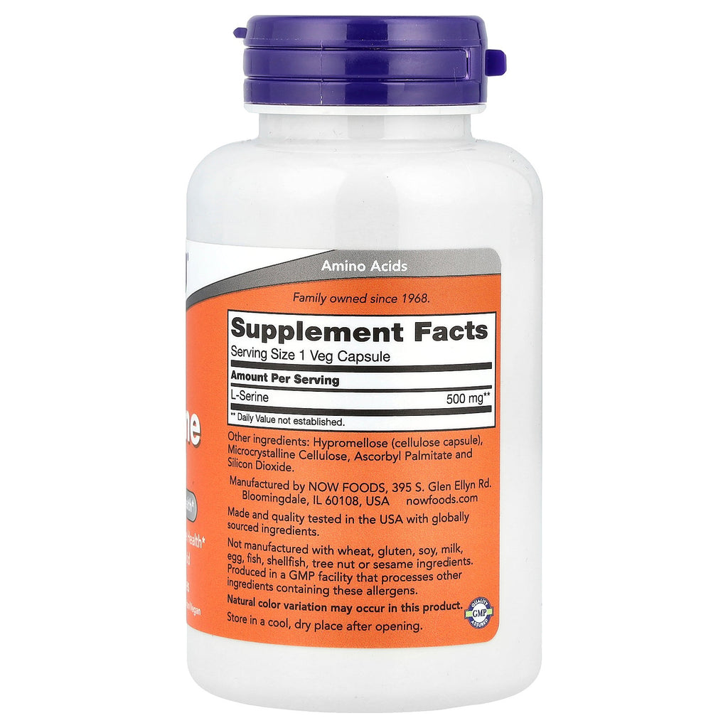 NOW Foods L-Serine, 500 mg , 120 Veg Capsules