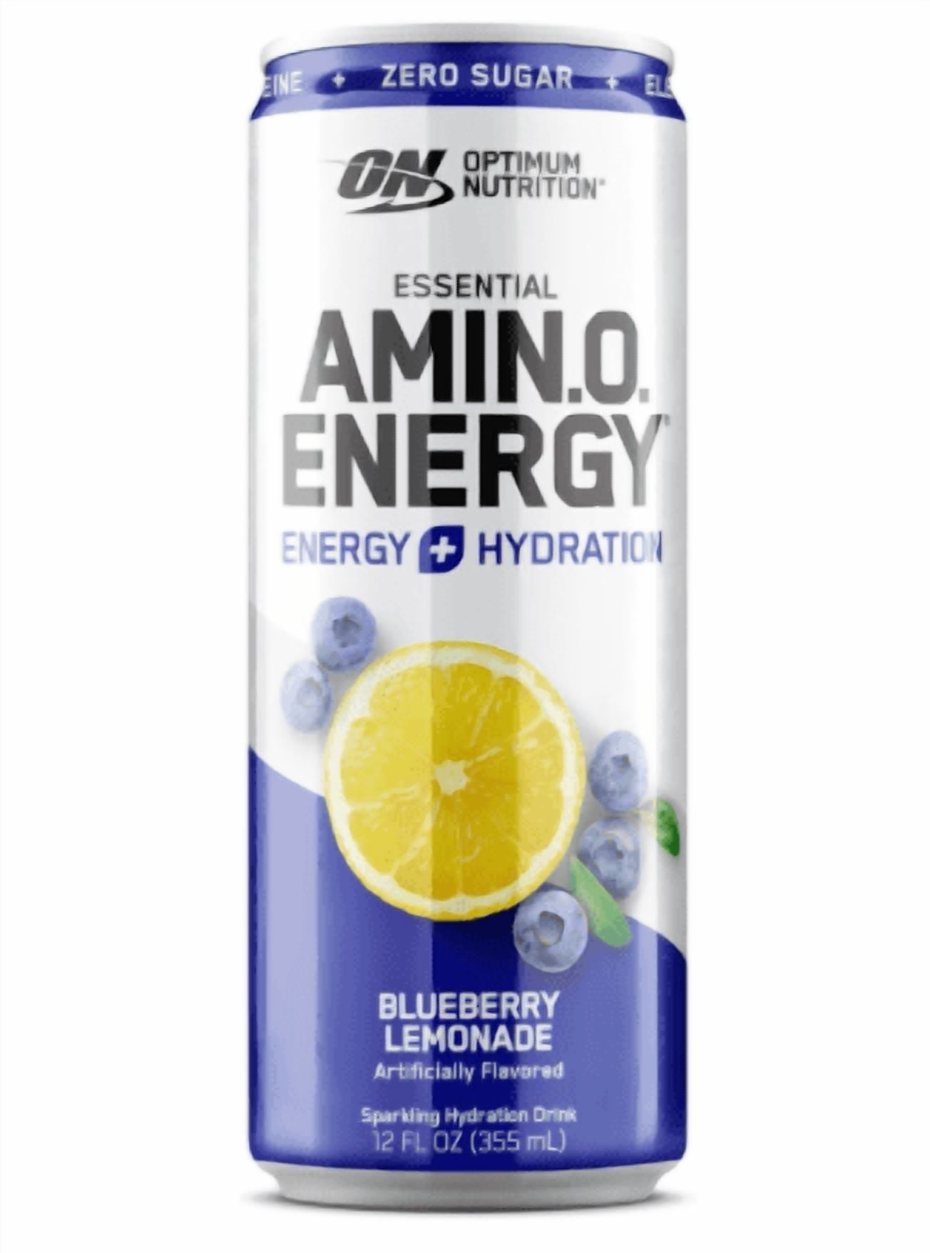 Optimum Nutrition Amino Energy Sparkling Hydration Drink, Electrolytes, Caffeine, Amino Acids, BCAAs, Sugar Free, Blueberry Lemonade, 12 Fl Oz, 12 Pack (Packaging May Vary)