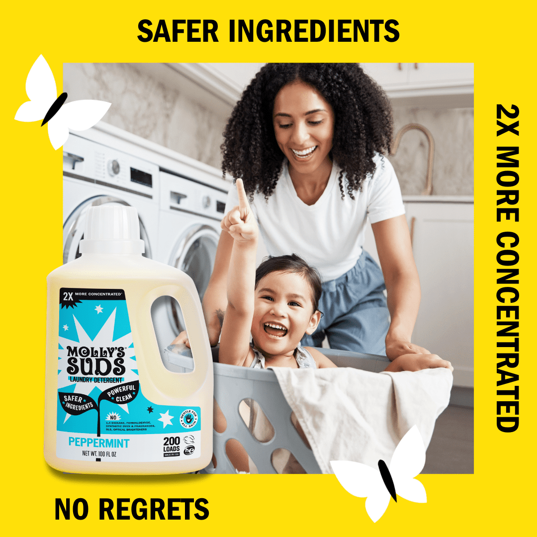 Molly's Suds Natural Liquid Laundry Detergent | High Efficiency (HE) | Peppermint - 100 Loads