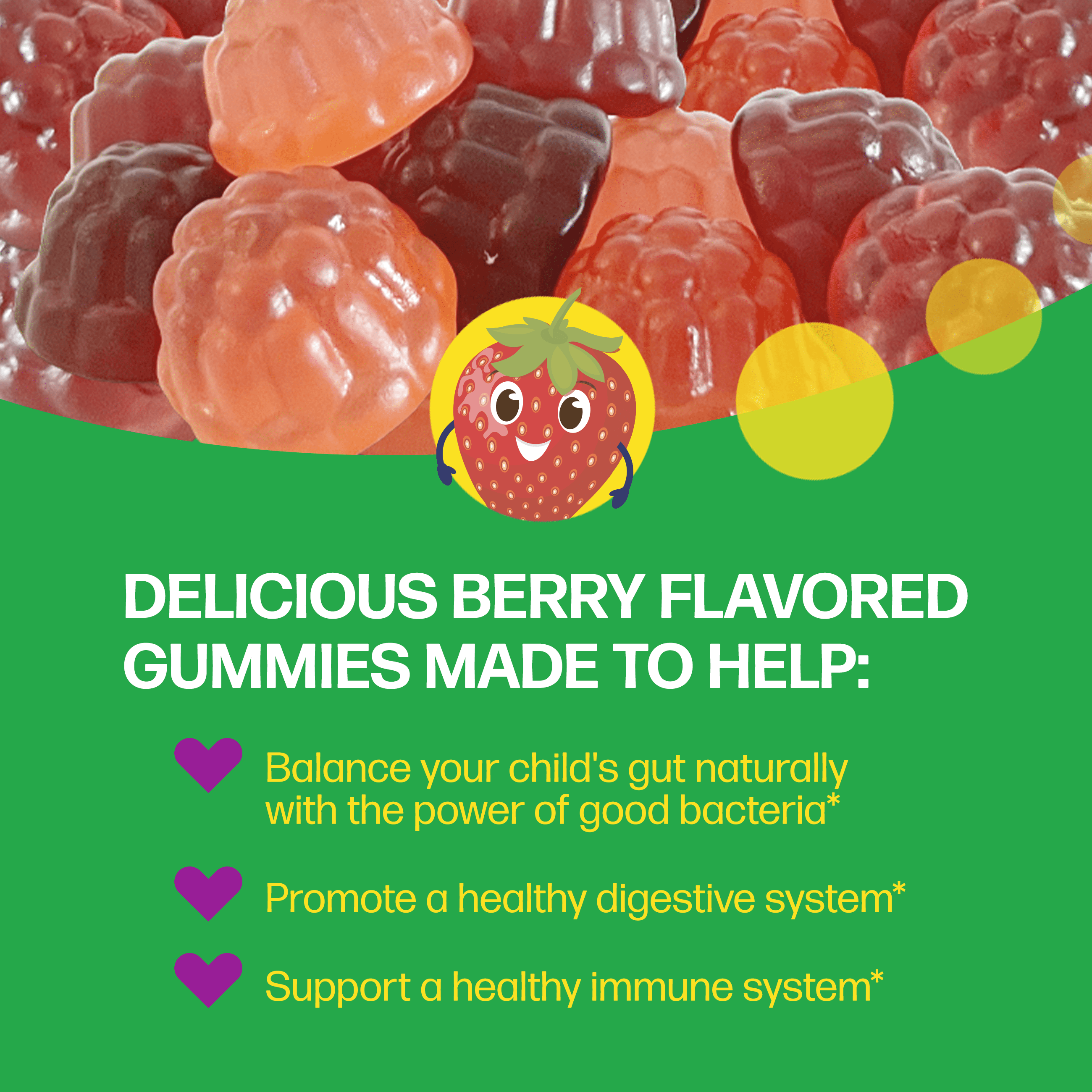 Culturelle Probiotics Kids Veggie Fiber + Probiotic Daily Gummies Supplement, Immunity &amp; Digestion Support for Children, Berry Blast Flavor, 60 Count