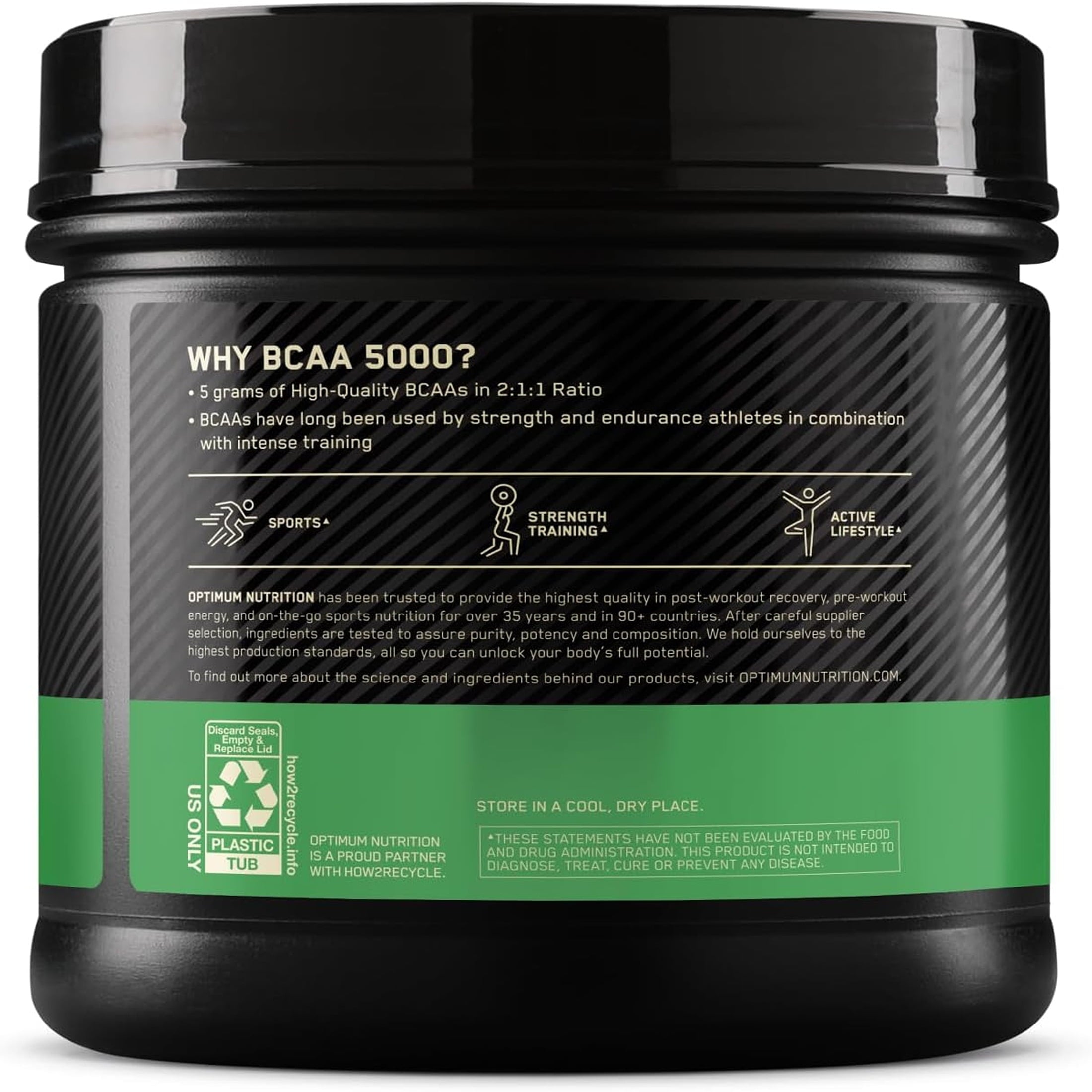 Optimum Nutrition Instantized BCAA Powder, Unflavored, Branched Chain Essential Amino Acids Powder, 60 Servings