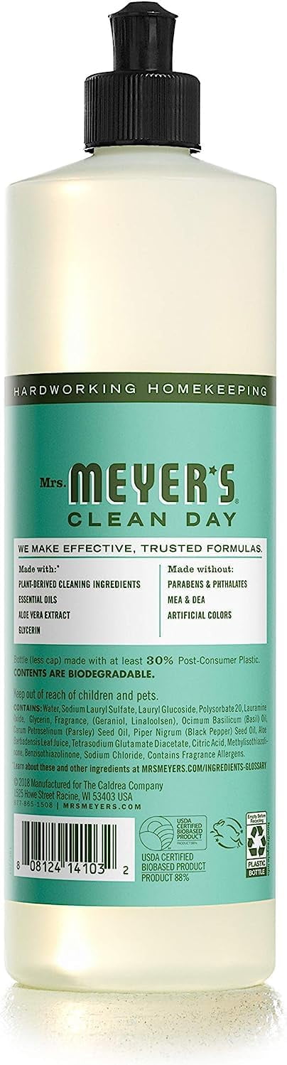 Mrs. Meyer’s Clean Day Variety, 2 Liquid Hand Soap 12.5 oz, 1 Liquid Dish Soap 16 fl oz (Basil)