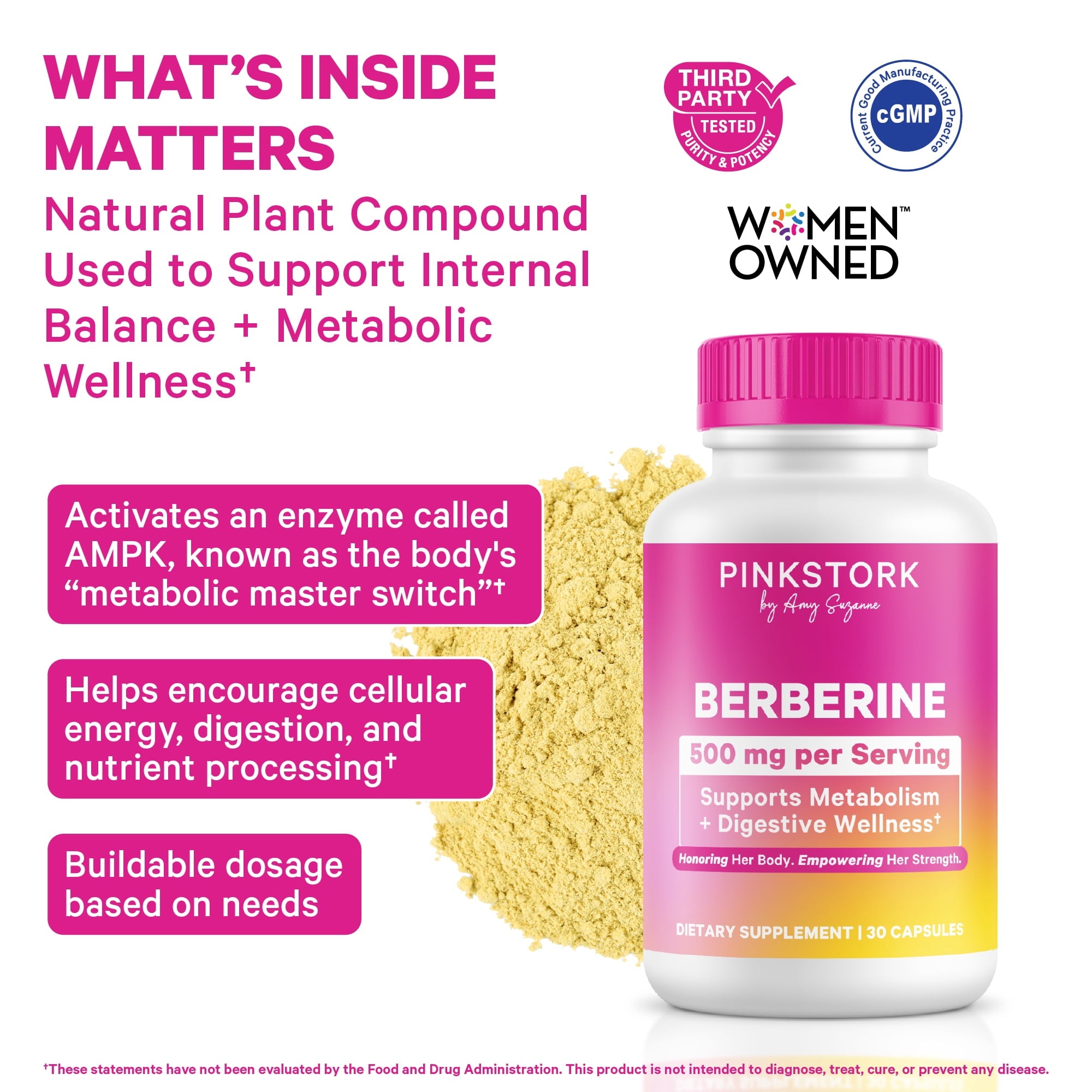 Pink Stork Berberine Capsule Metabolism Support for Women- 30 Capsules