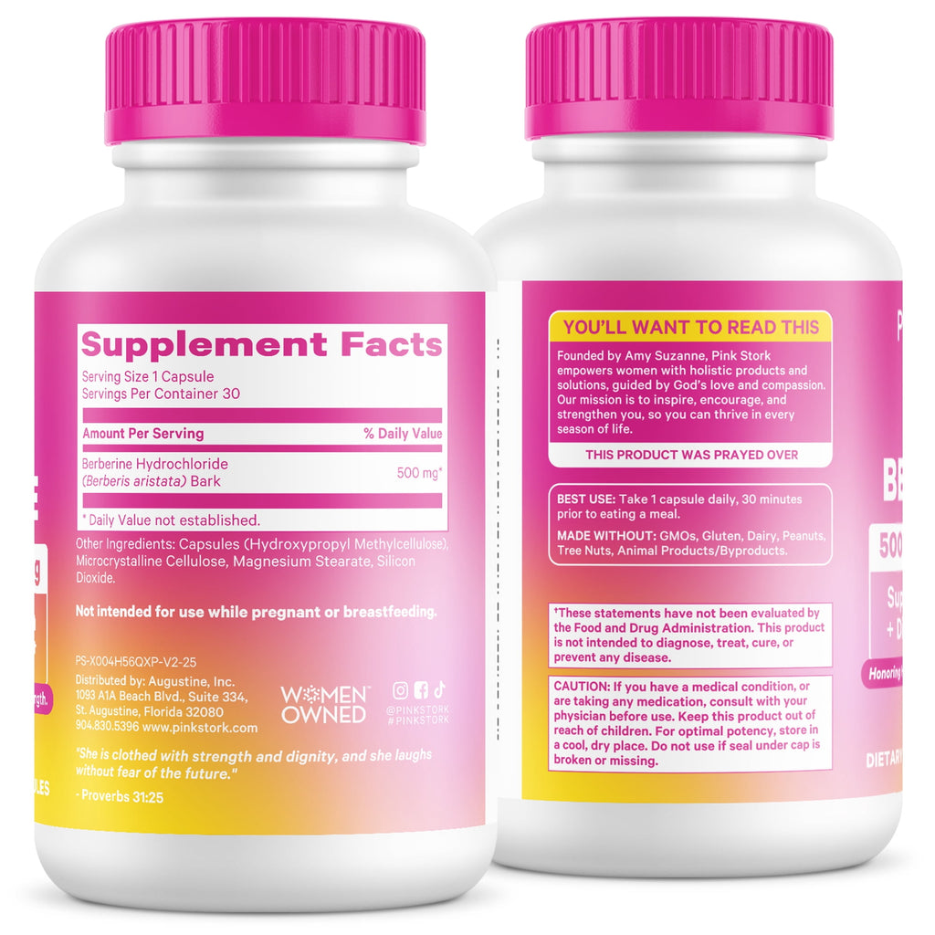 Pink Stork Berberine Capsule Metabolism Support for Women- 30 Capsules