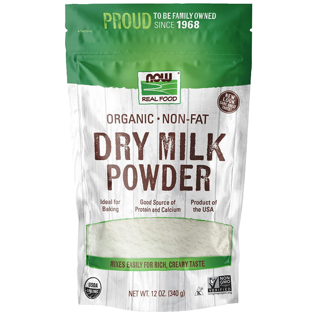 NOW Foods, Real Food, Organic Non-Fat Dry Milk Powder, 12 oz Pack of 4