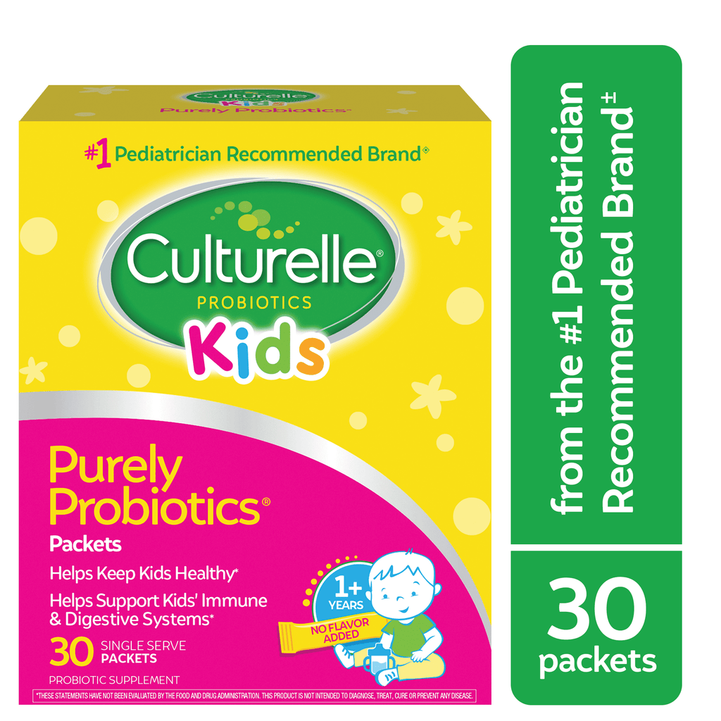 Culturelle Probiotics Kids Purely Probiotic Daily Ready-to-Mix Supplement, Immunity &amp; Digestion Support for Children, No Flavor Added, 30 Packets
